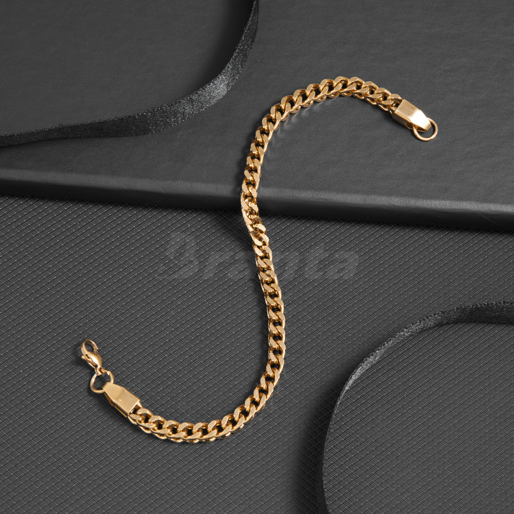 brantashop Gold Plated Chunky Link Stainless Steel Bracelet For Men (9 Inch)