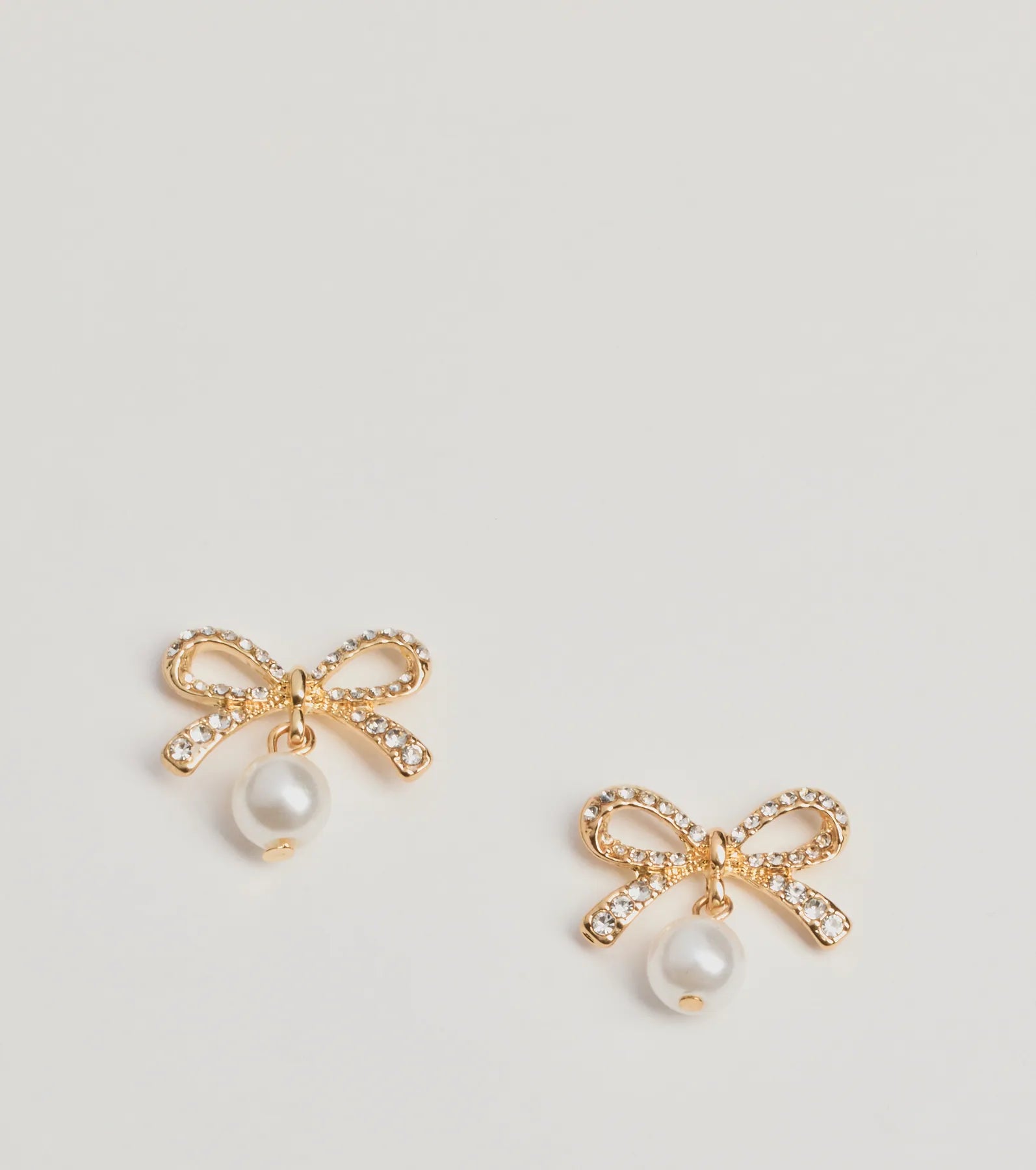 Windsor Sweet Moments Rhinestone Bow And Faux Pearl Earrings