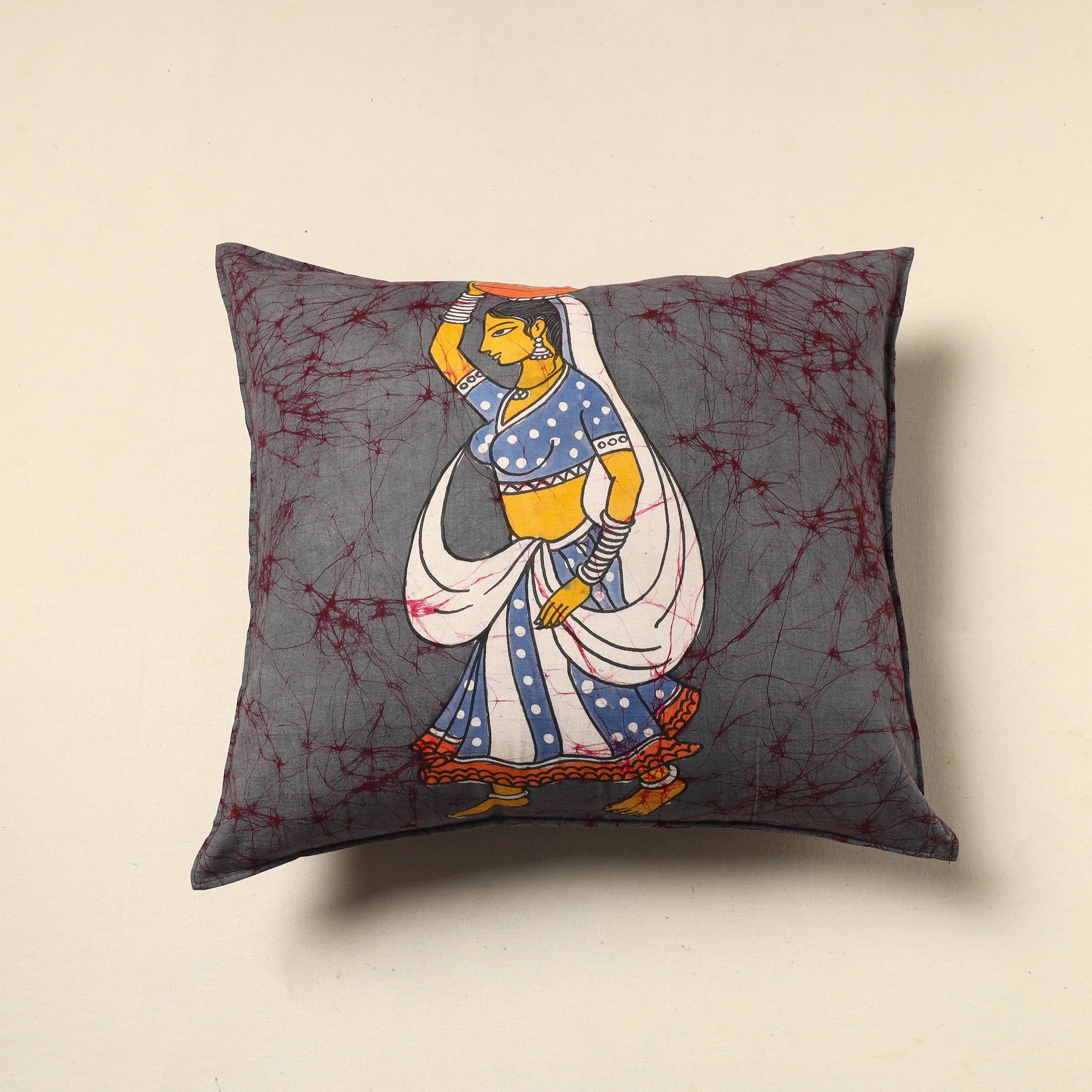 KACHCHH JI CHHAAP Pure Cotton Hand Batik Cushion Cover (18 x 18 in) 29