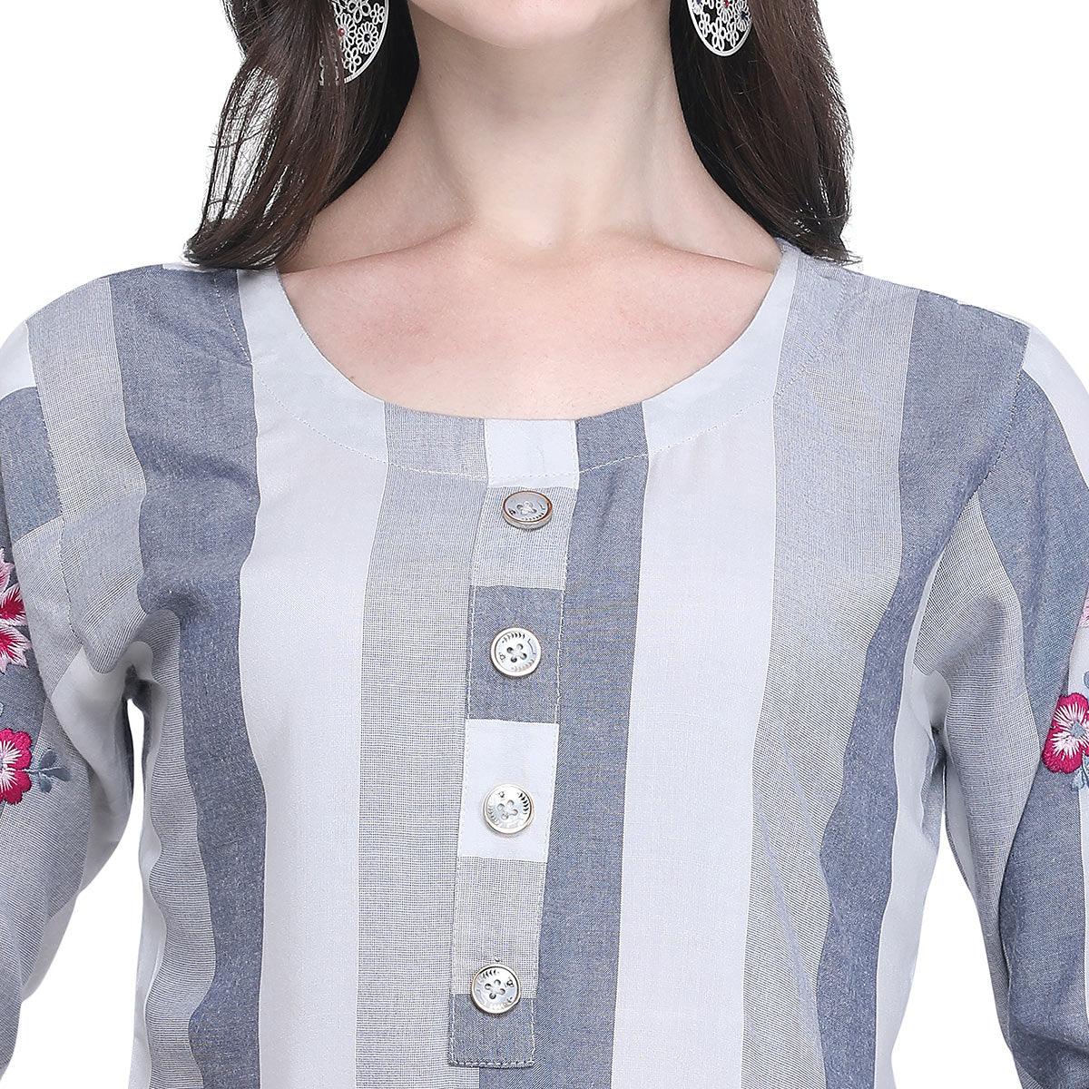 Peachmode Seller Lovely Gray Colored Casual Embroidered Rayon Kurti - view 5