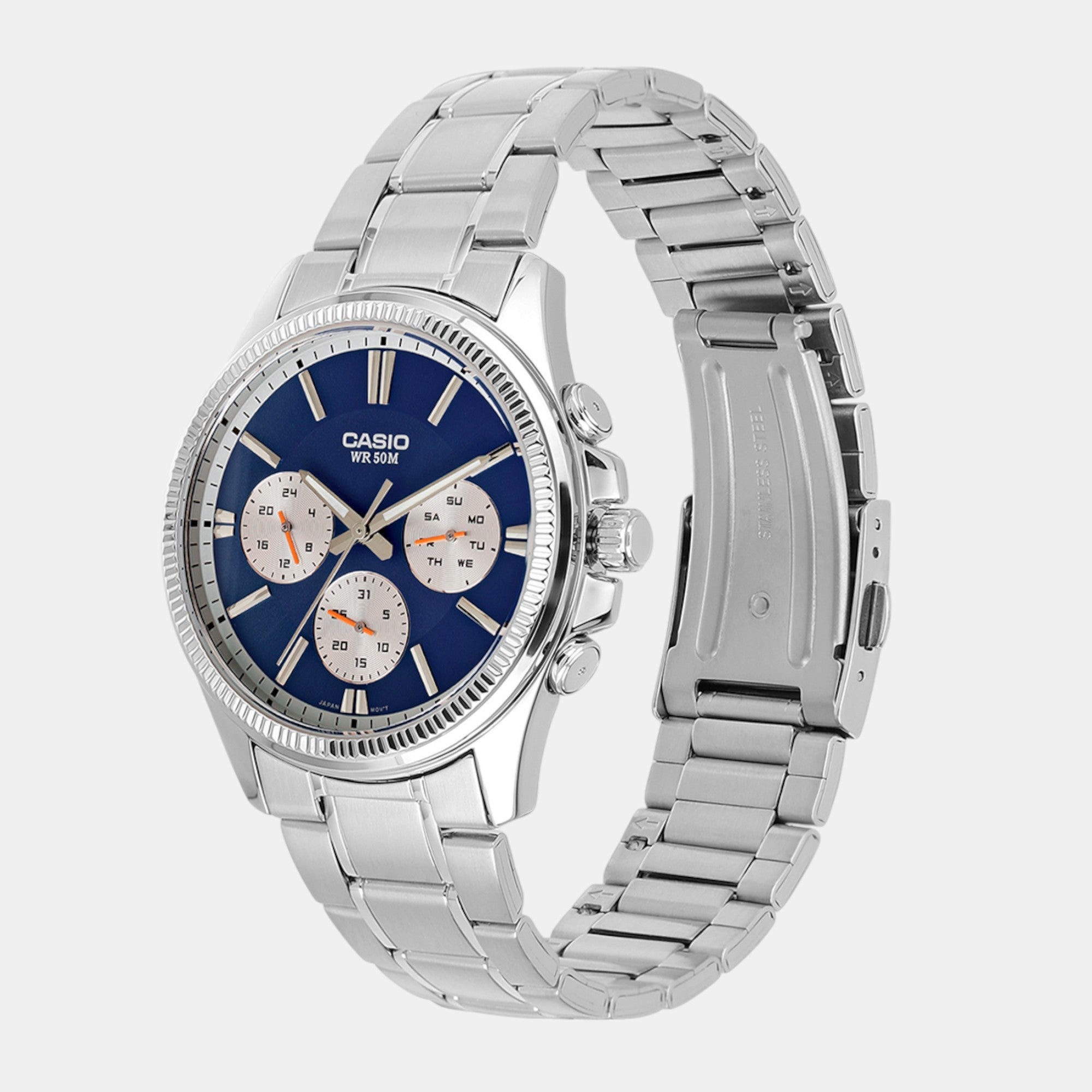 Casio Enticer Men Quartz Blue Dial Multi-Function Stainless Steel Watch A2228 - view 2