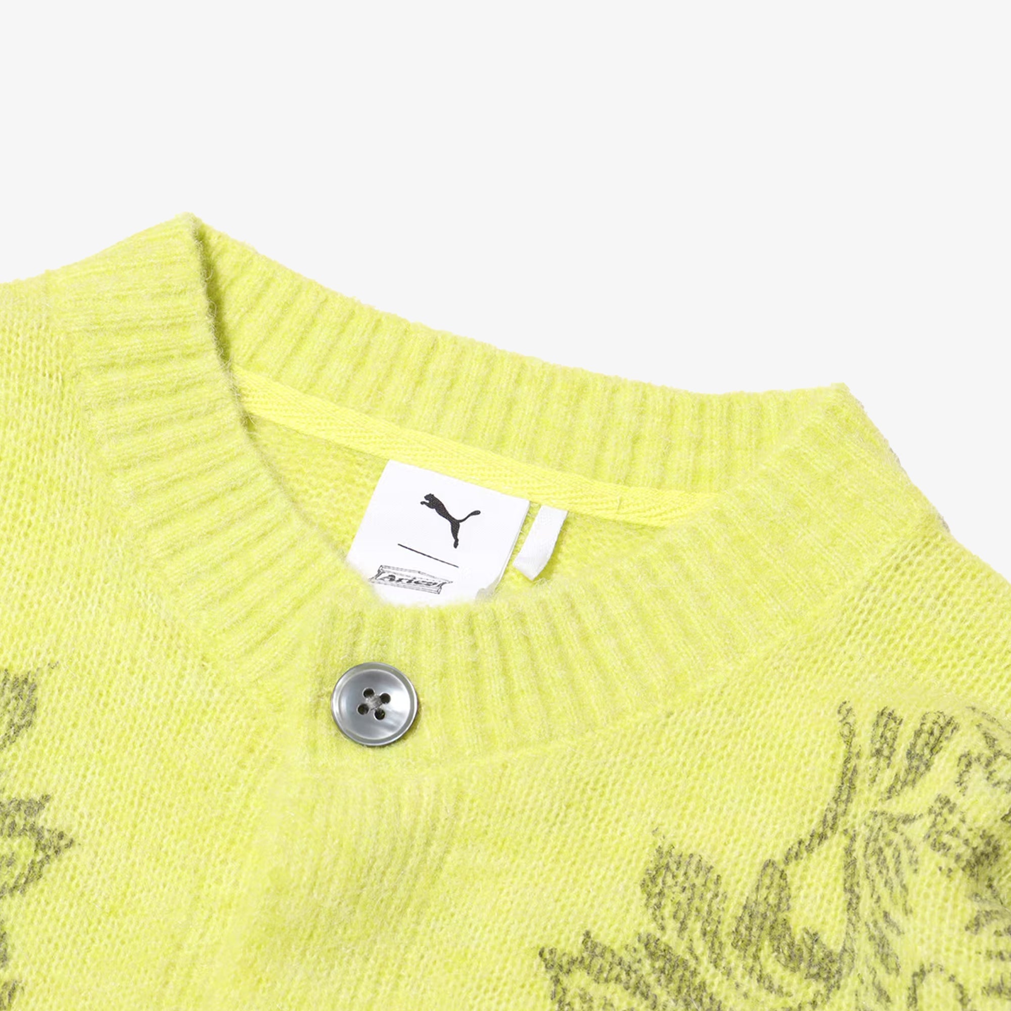 Puma | x ARIES KNITTED CARDIGAN { YELLOW/GREEN - view 3
