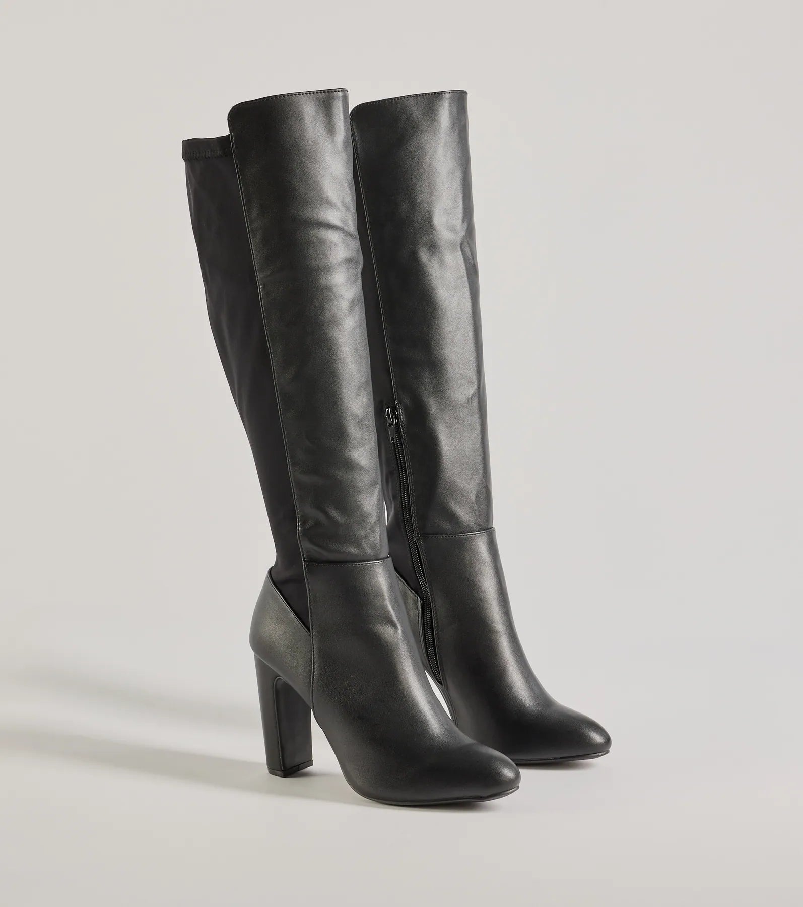 Windsor Looking Sleek Under-The-Knee Block Heel Boots