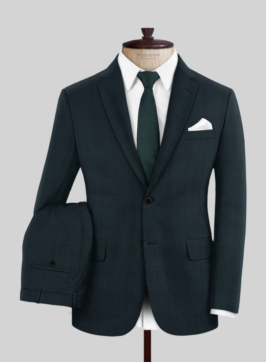 StudioSuits Napolean Xina Tartan Teal Blue Wool Suit - view 2