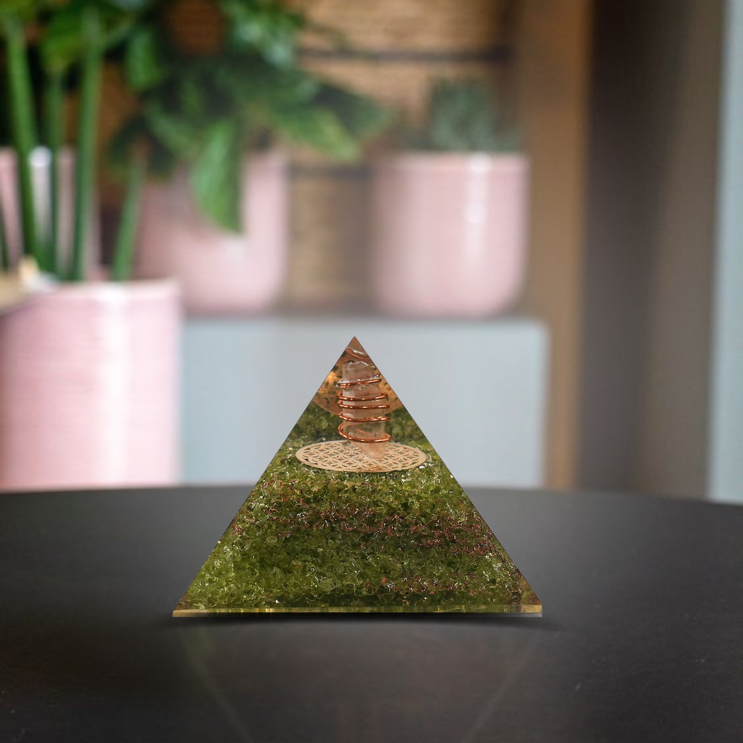 Gemsmantra Peridot Orgonite Pyramid/Orgone Pyramid - view 2