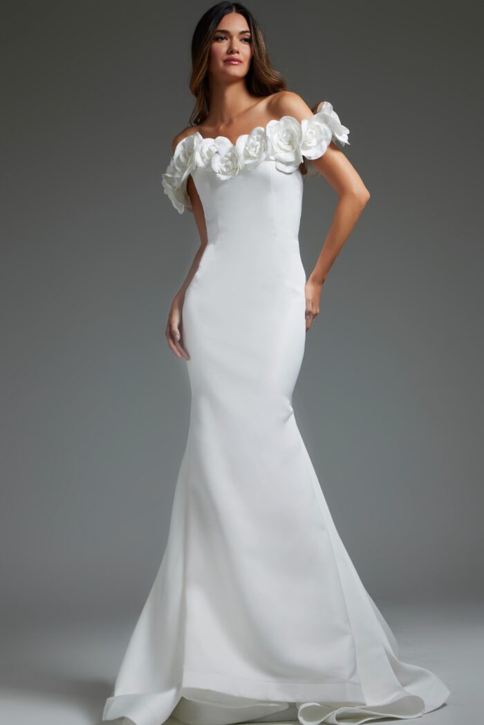 Jovani JB40594 Bridal Gown Long mermaid Rosette Wedding Dress - view 3