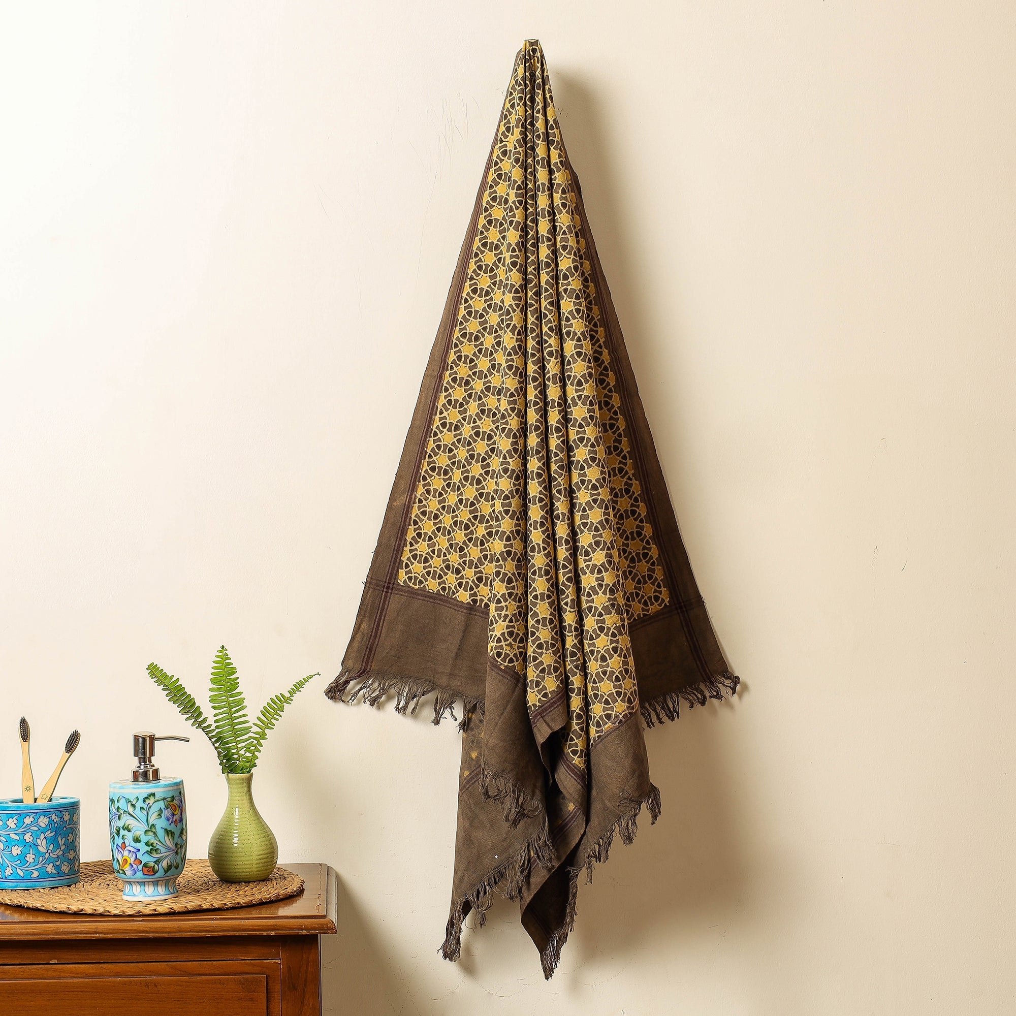 KACHCHH JI CHHAAP Brown - Block Print Cotton Ajrakh Handloom Towel
