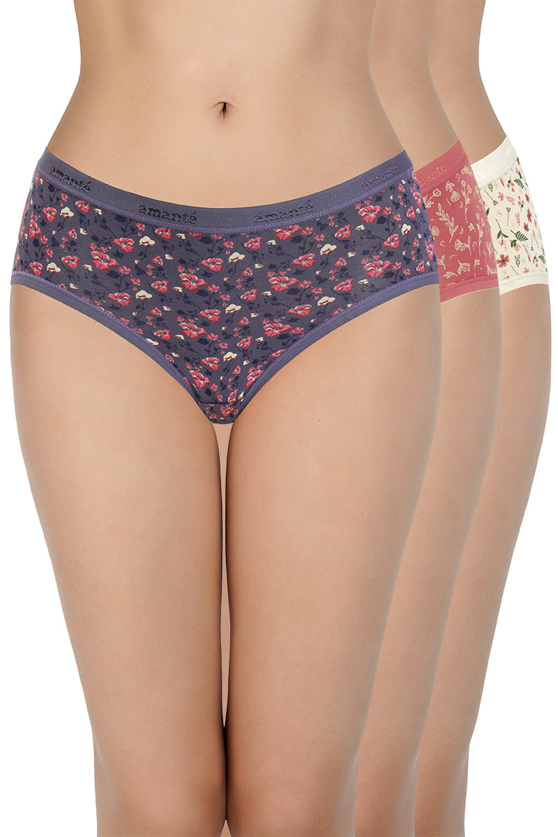 Amante Print Low Rise Hipster Panties (Pack of 3)