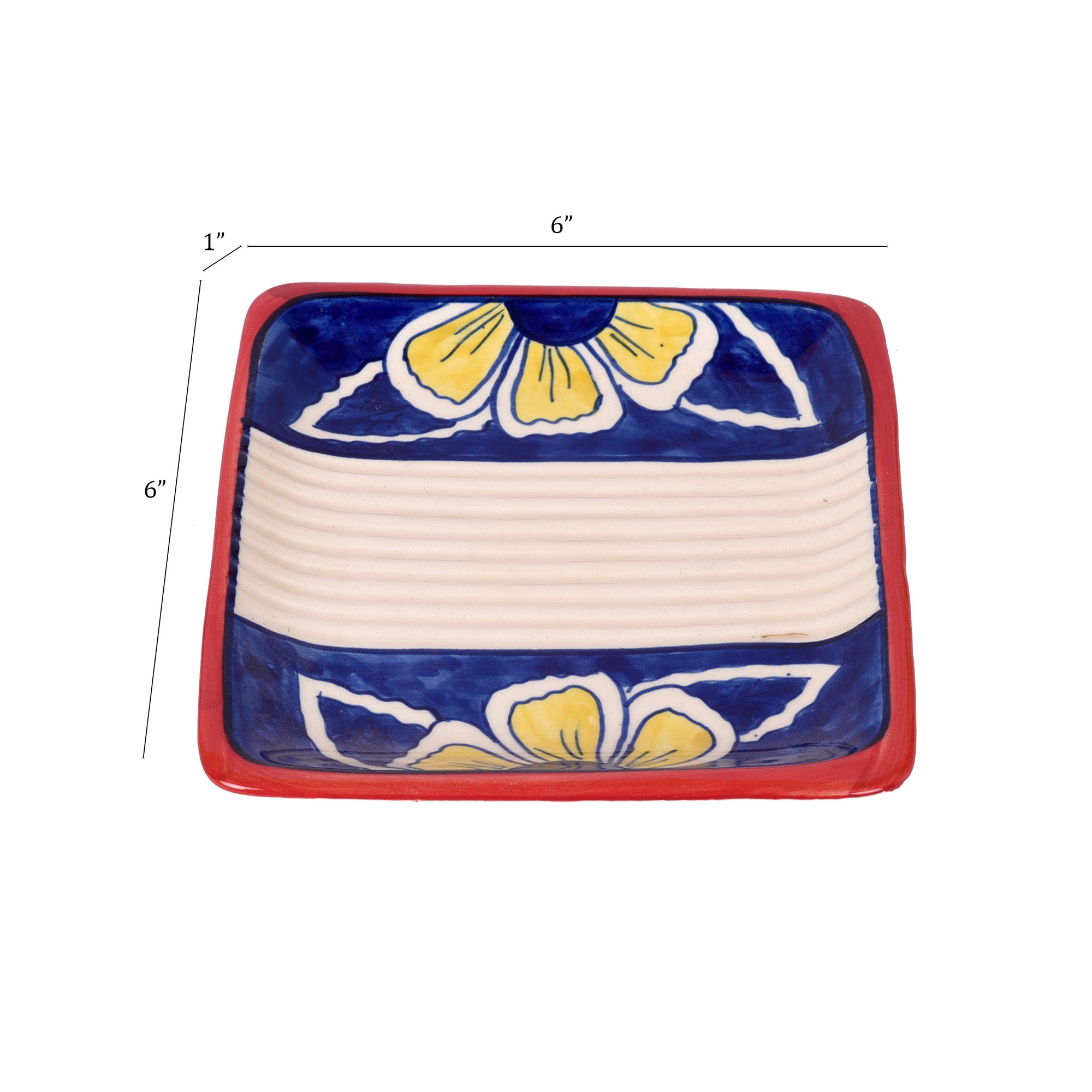 ART CREATIONS BY SUMAN SONTHALIA Blue - Flowers of Ecstasy Serving Plates (SO4) - view 5