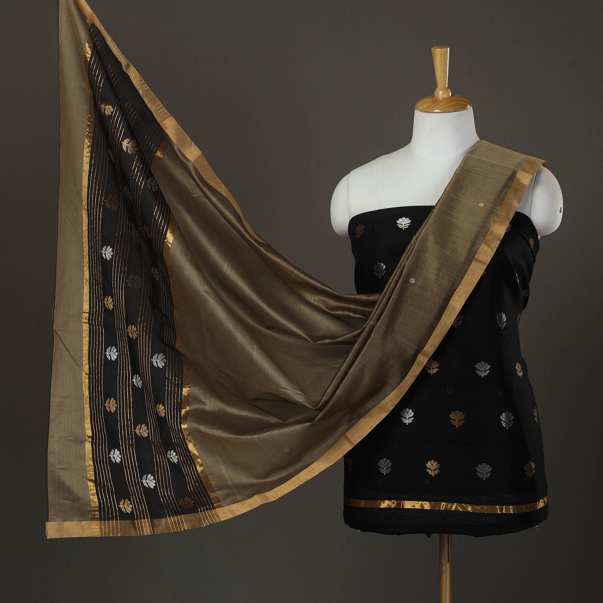 CHANDERI BY RAUPH KHAN 2pc Zari Buti Handloom Chanderi Silk Dress Material 11