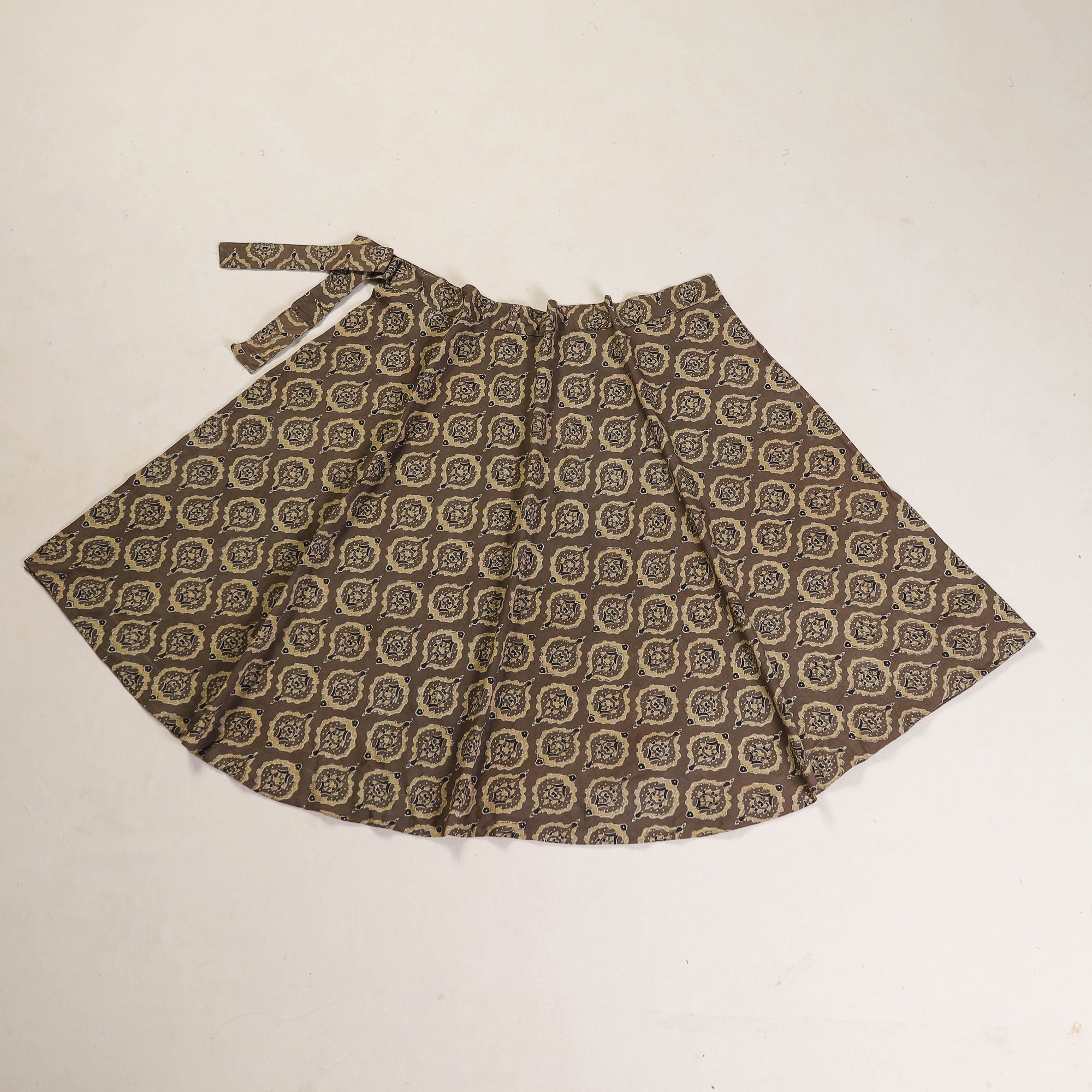 NOORI BAZAR Brown - Ajrakh Block Printed Cotton Wrap Around Skirt 06 - view 2