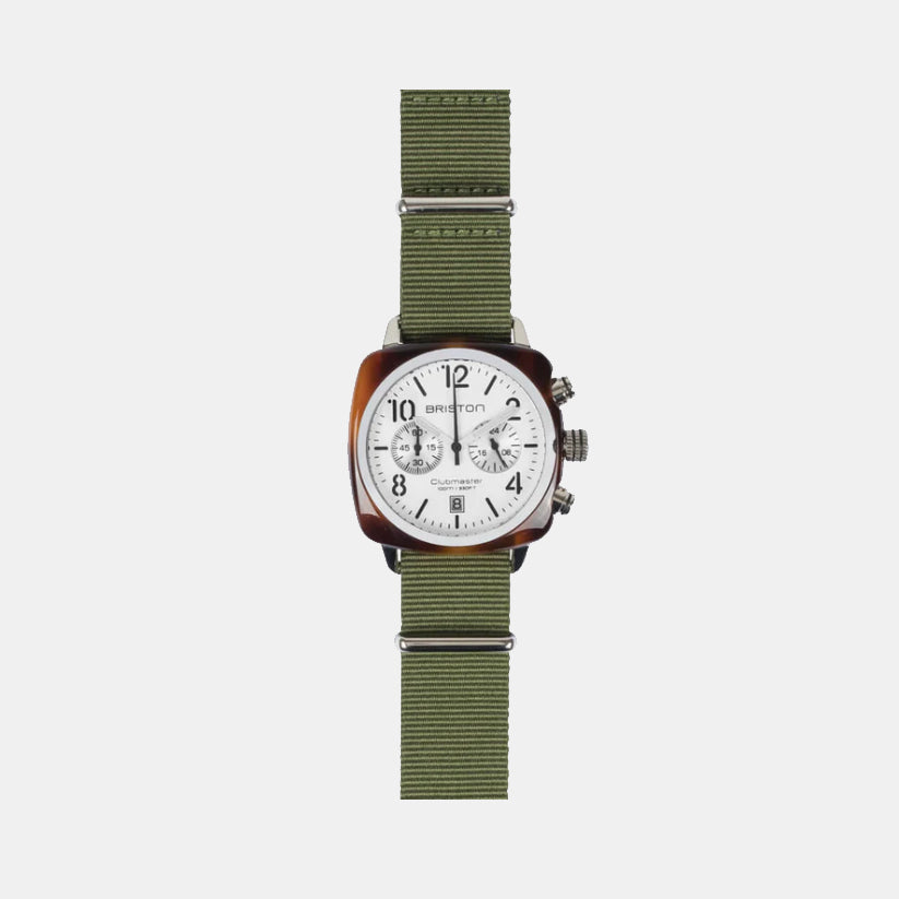 Briston Clubmaster Classic Men Quartz White Dial Chronograph Nato Watch 16140.SA.T.2.NGA - view 2