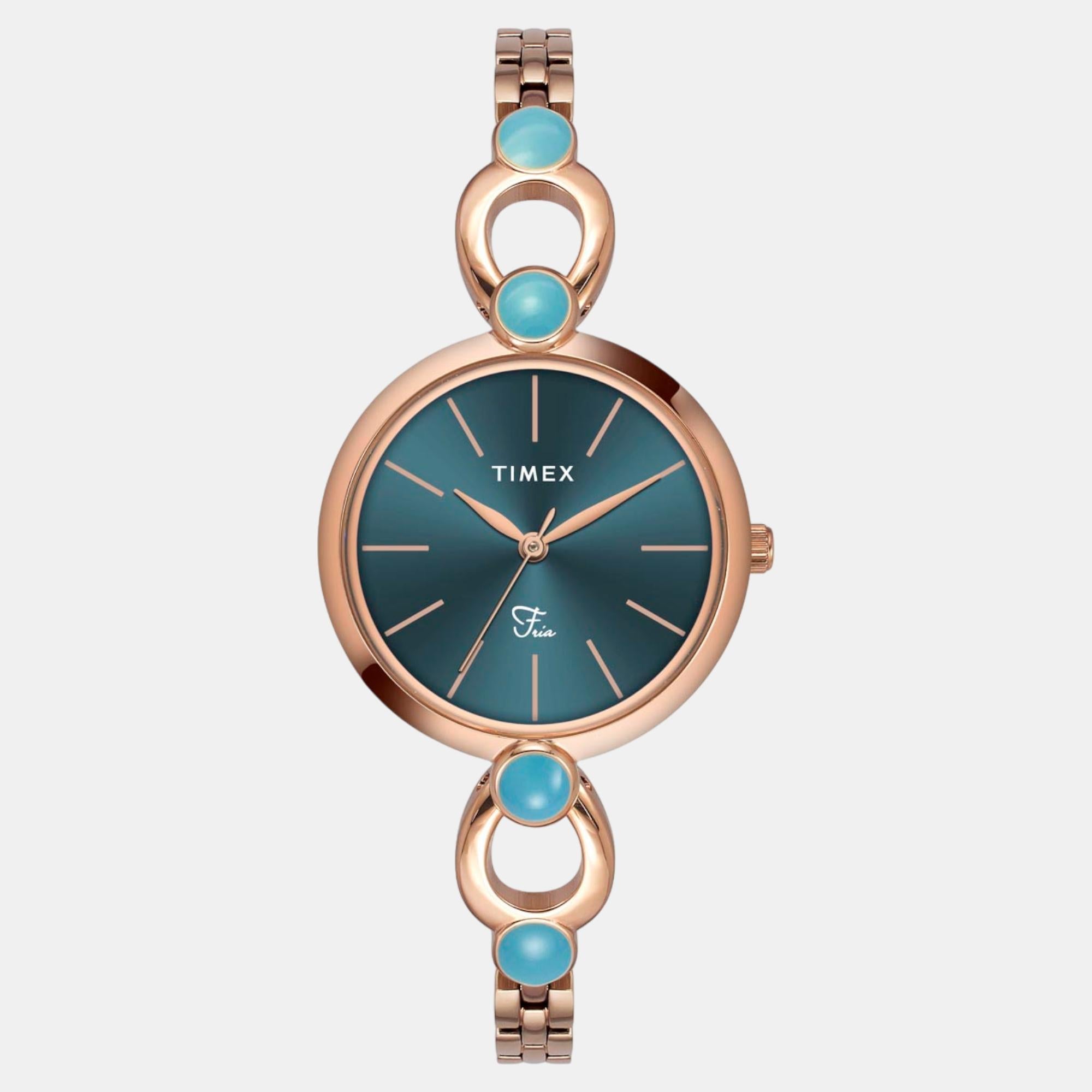 Timex Fria Women Quartz Teal Dial Analog Brass Watch TWEL18106