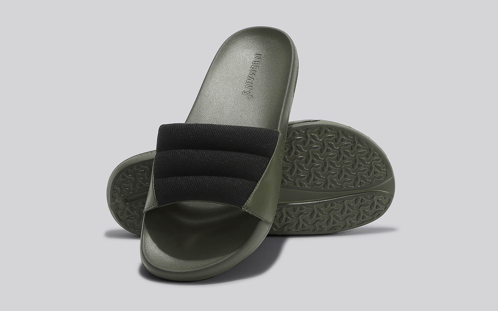 Neeman's Squooshy Slides for Men : Olive-Black - view 9