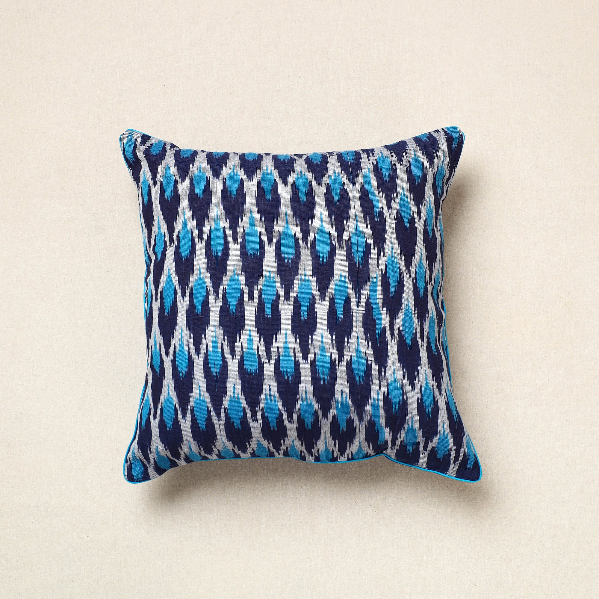 SOUTH KARGHA Blue - Pochampally Ikat Cotton Cushion Cover (16 x 16 in) 01