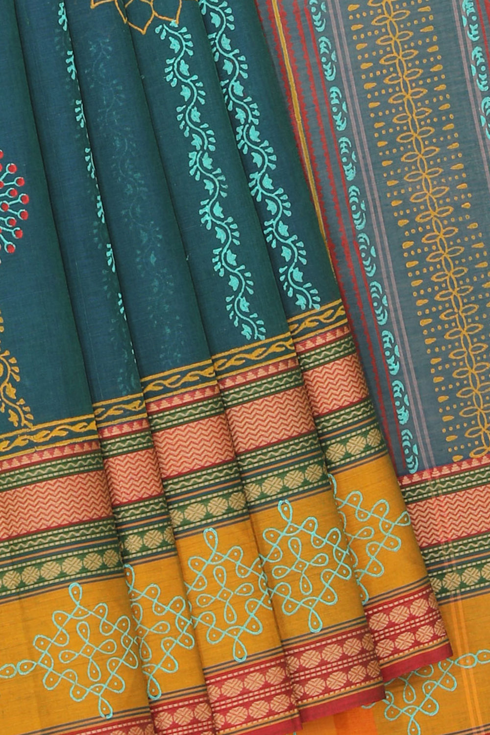 Kalanjali Ethnics Hand block printed cotton saree