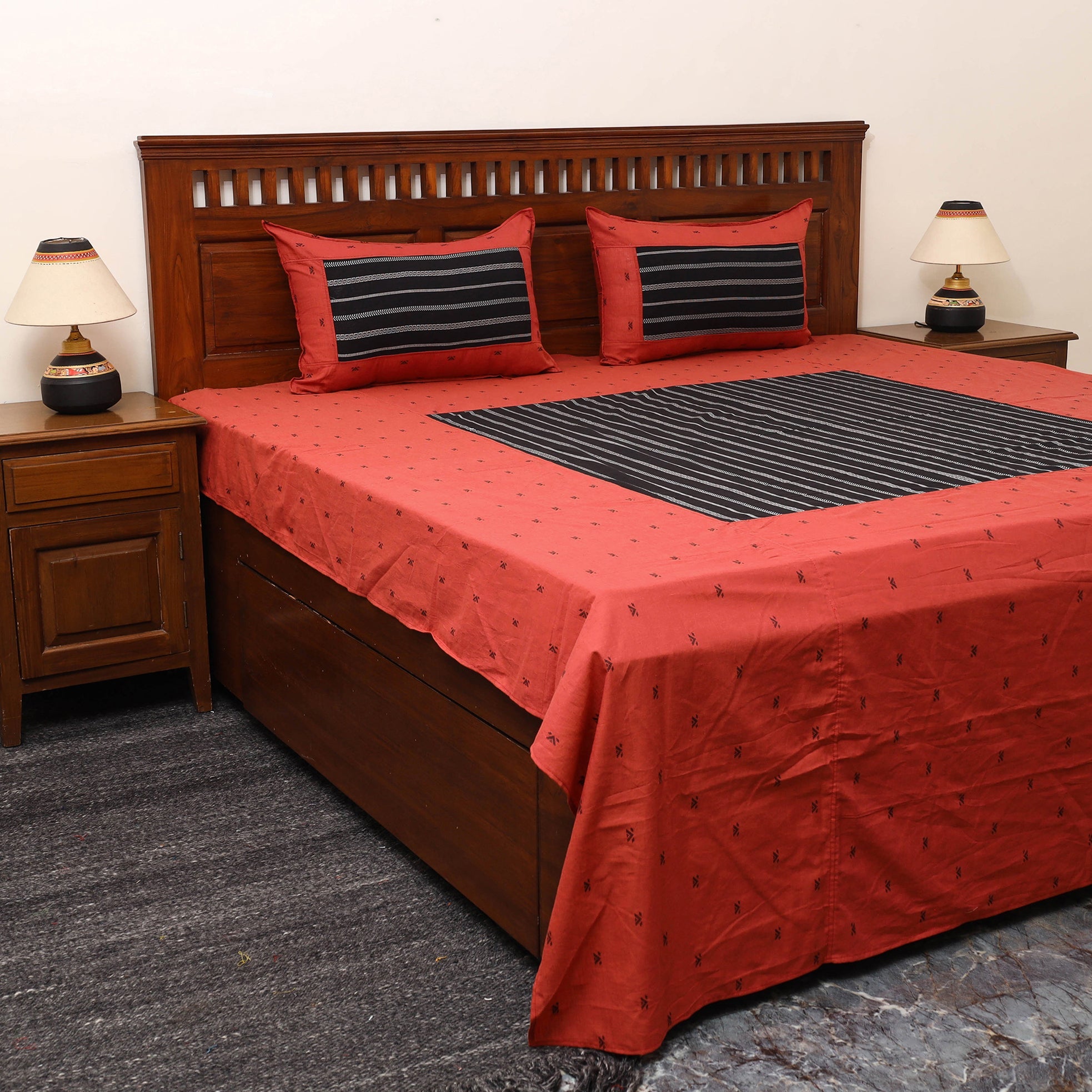 SOUTH KARGHA Patchwork Cotton Double Jacquard Bedsheet Set 06