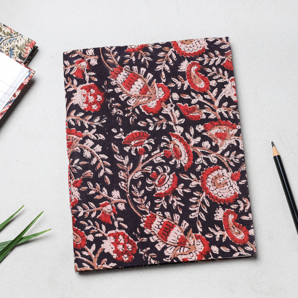 CHUTNEY CRAFT STUDIO Black - Kalamkari Fabric Cover Handmade Paper Notebook (23 x 18 cm)