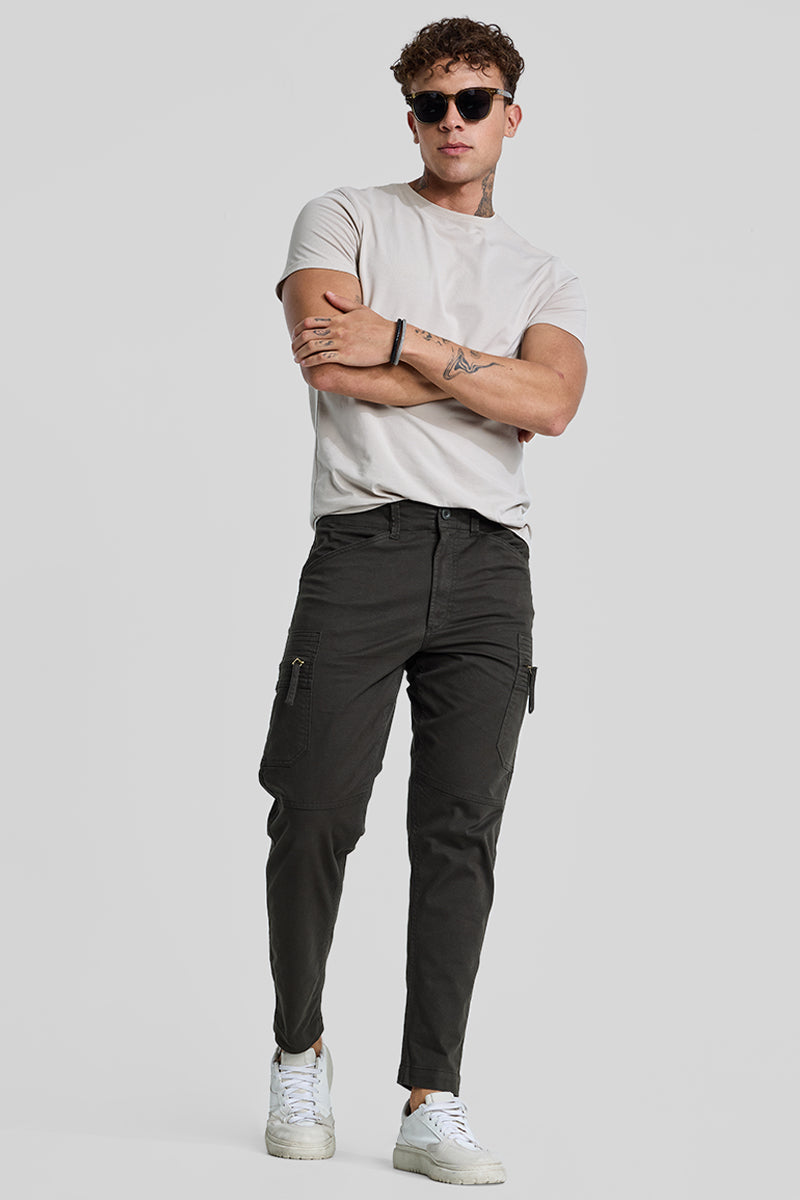 SNITCH Olive Slim Fit Cargo Pants - view 3
