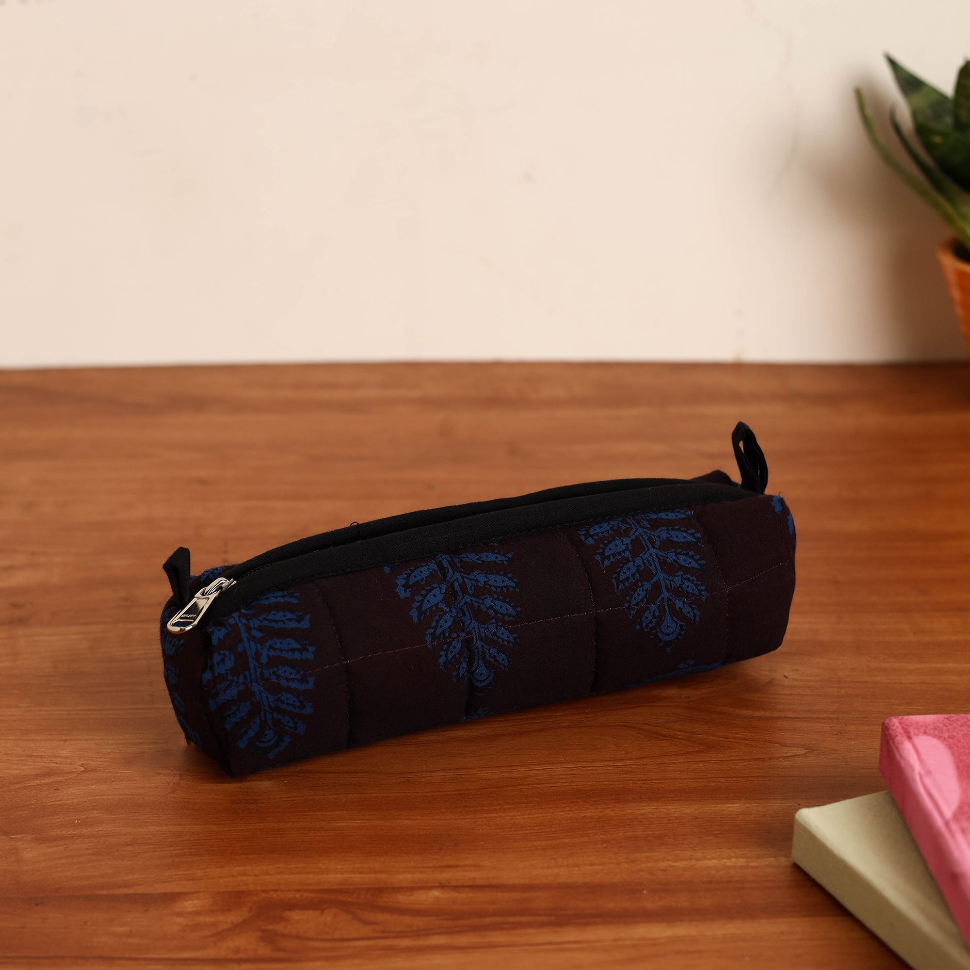 NOORI BAZAR Brown - Handmade Quilted Cotton Pencil Pouch 06
