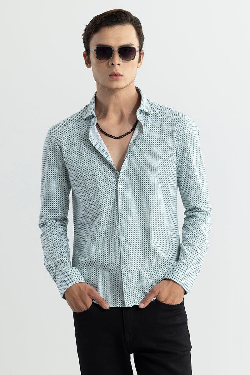 SNITCH EasyFlex Self Design Green Shirt