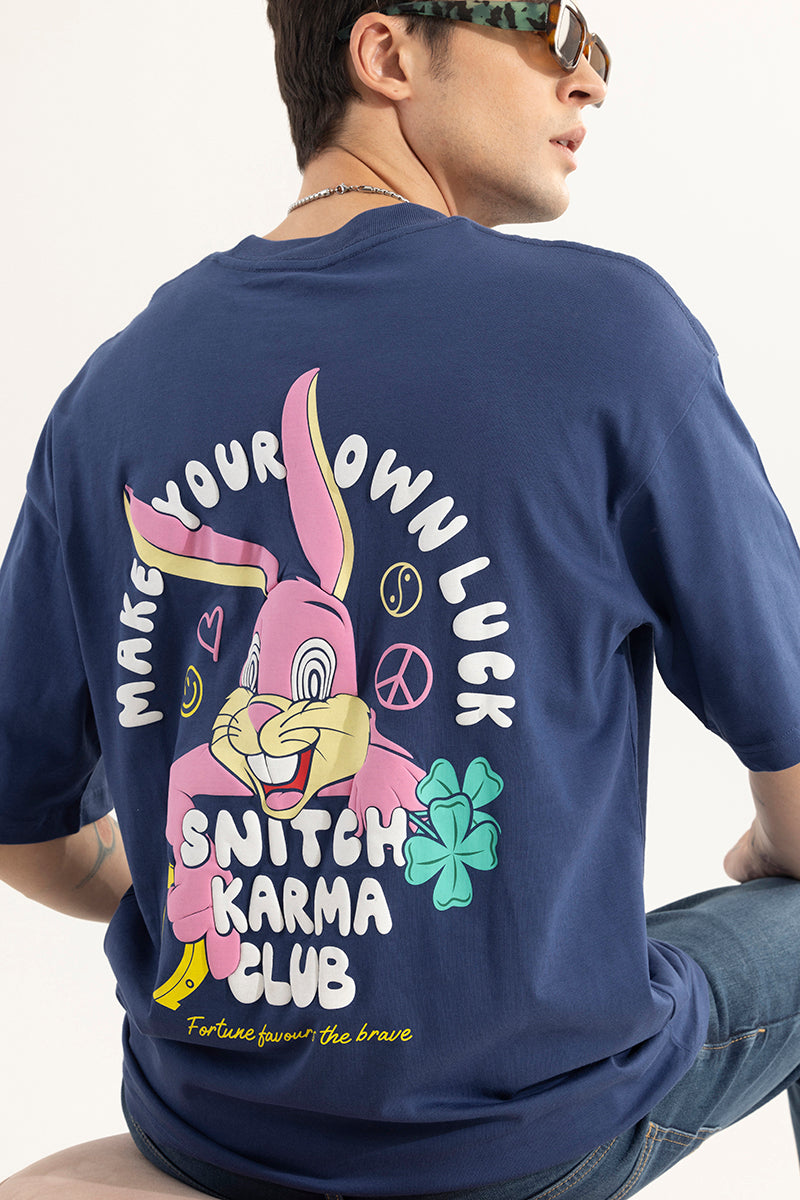 SNITCH Make Your Own Luck Blue Oversized T-Shirt