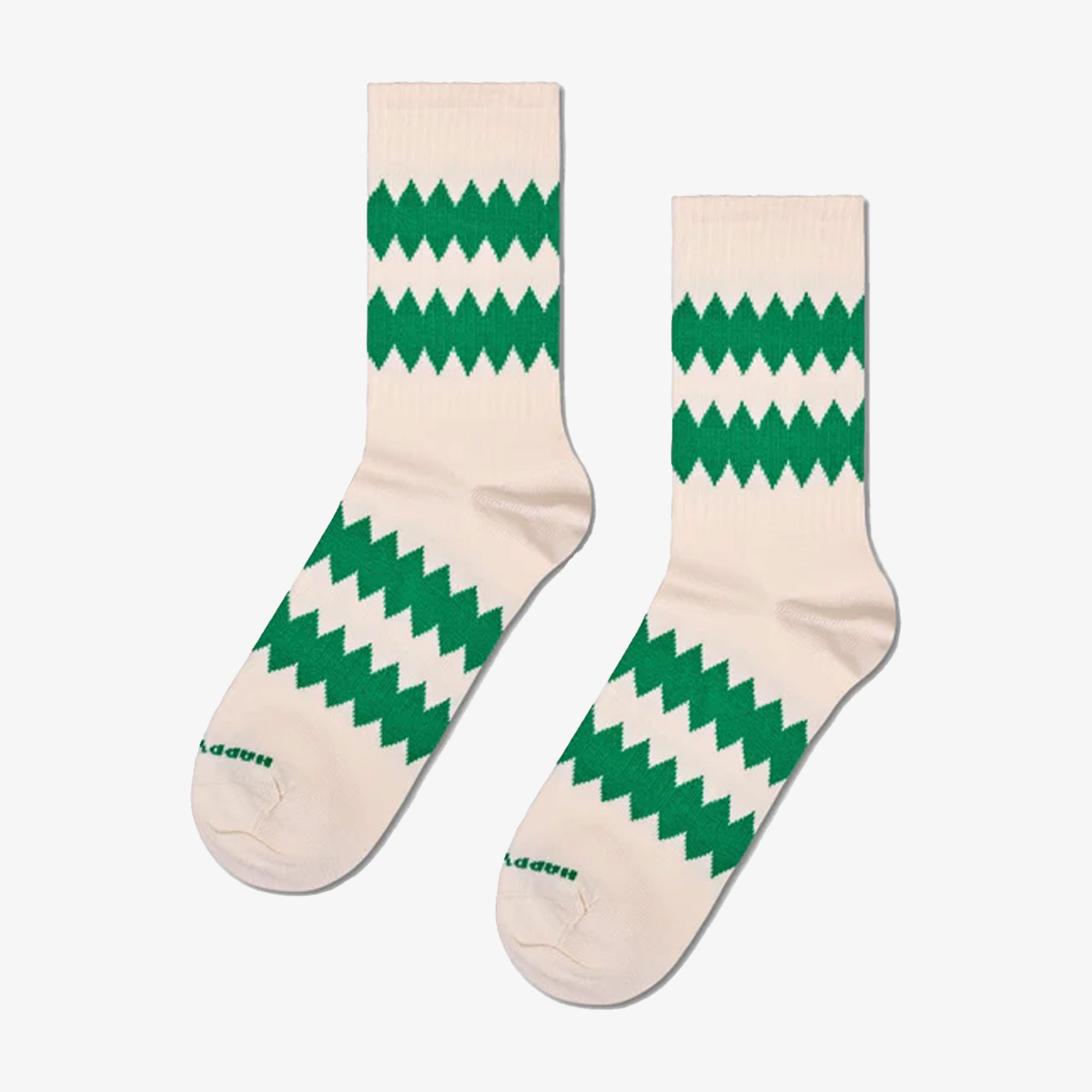Happy Socks | ZIGZAG 3/4 CREW SOCK { BEIGE/GREEN