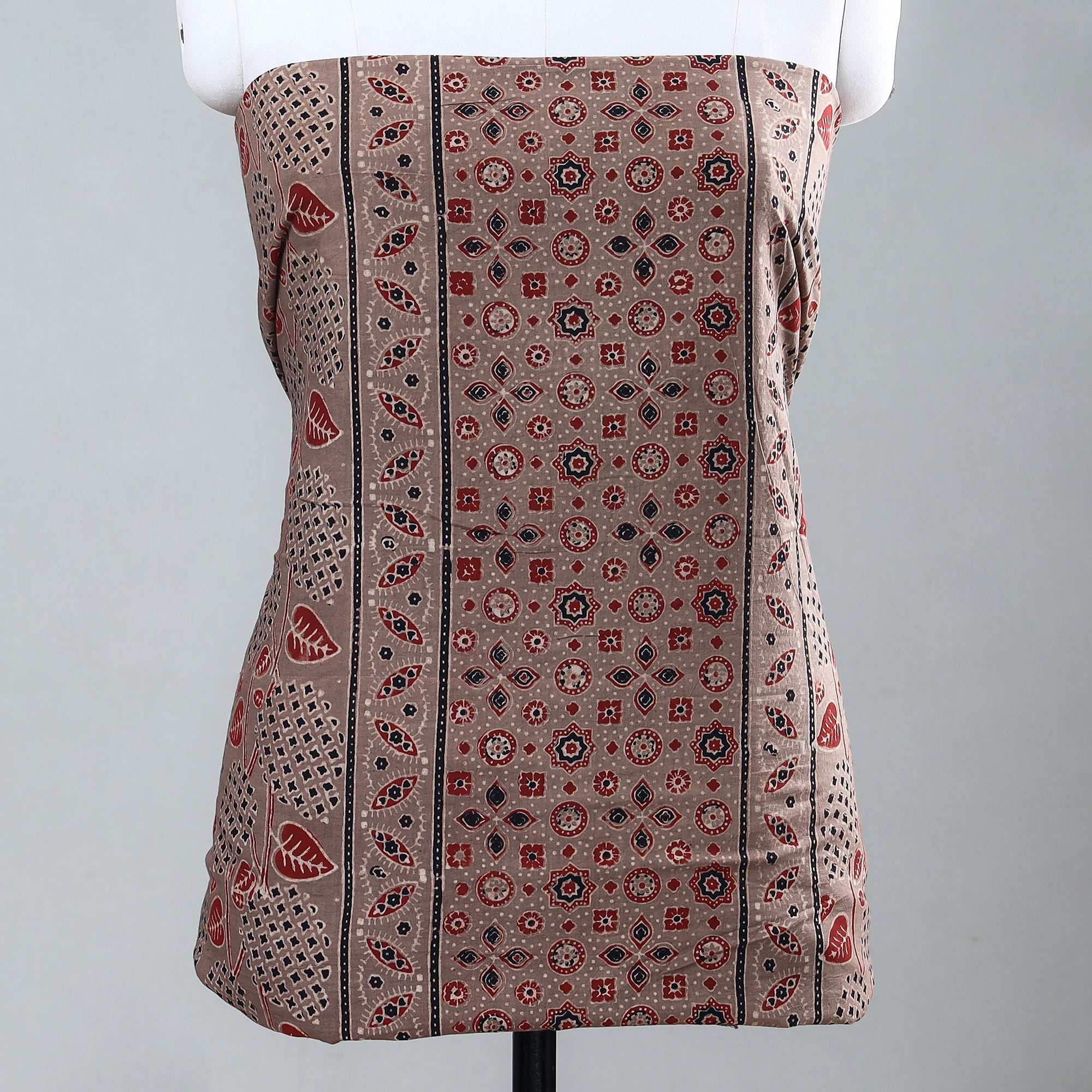 RIYAZ ABDULMAJID KHATRI - AJRAKH Brown - Ajrakh Block Printed Cotton Kurta Material - 2.5 meter - view 2
