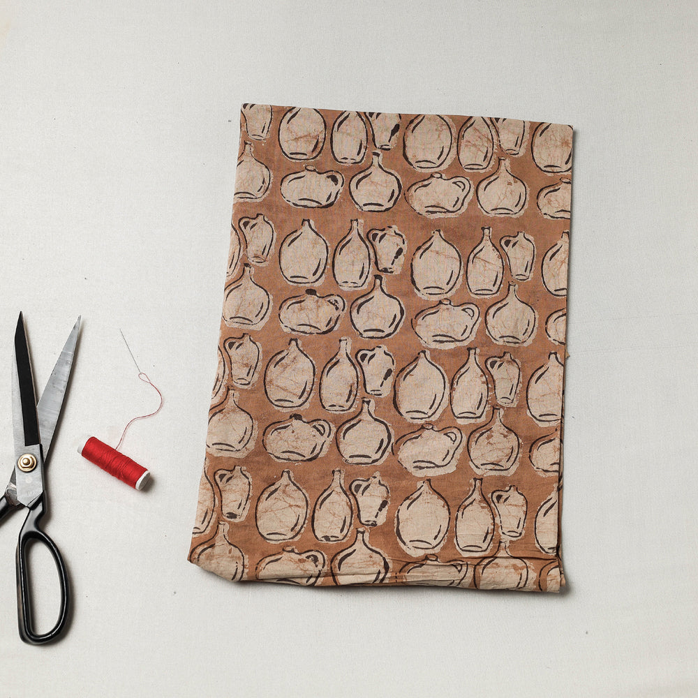BINDAAS UNLIMITED Brown - Bindaas Block Art Printed Cotton Natural Dyed Precut Fabric (0.8 meter)