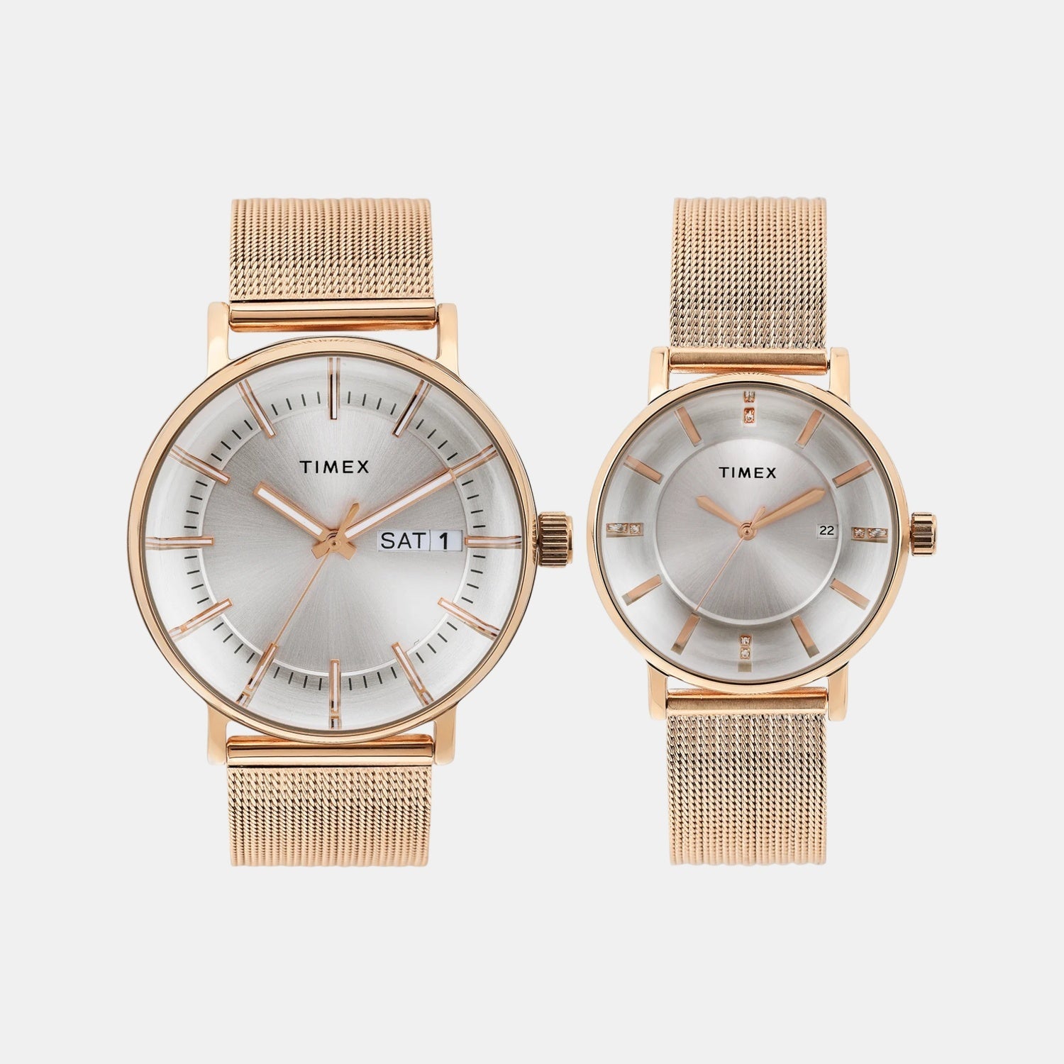 Timex Fashion Couple Quartz Silver Dial Analog Stainless Steel Watch TW00PR325