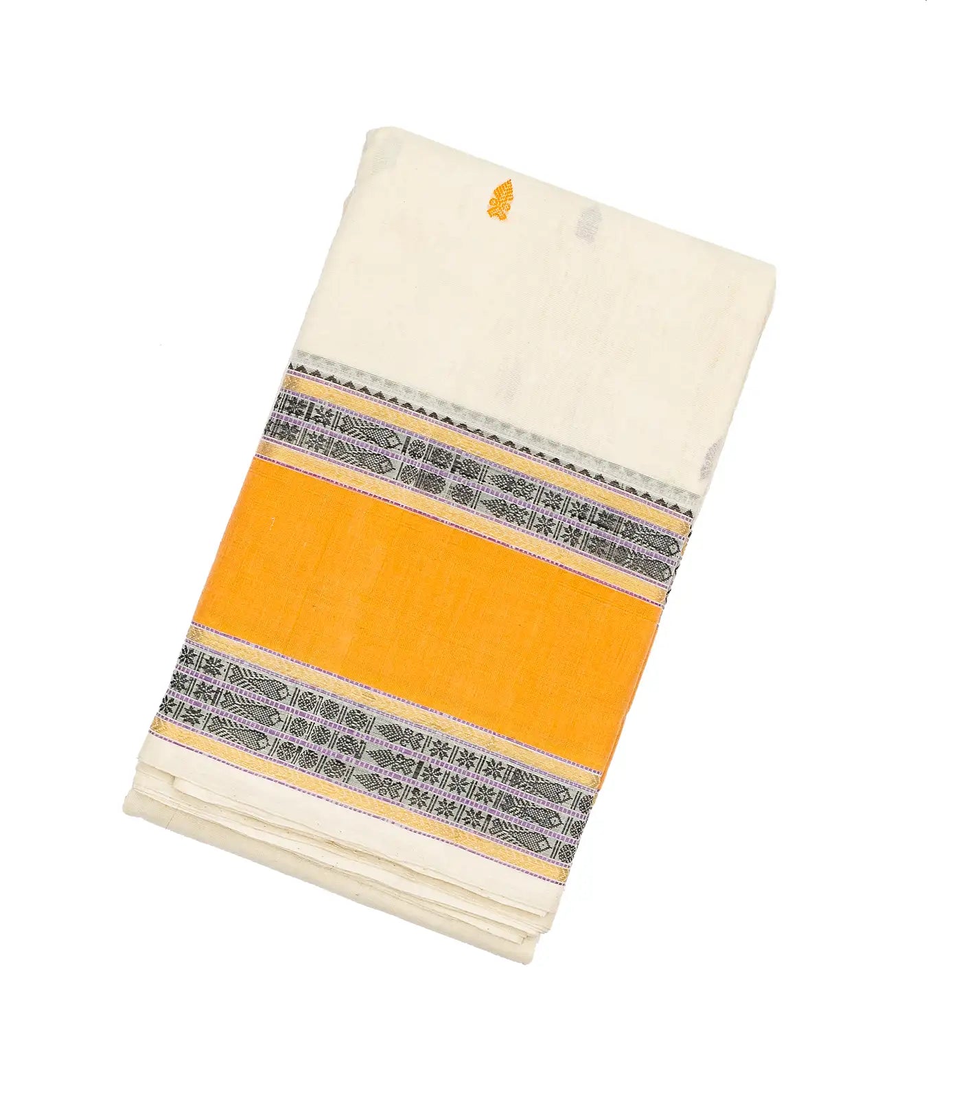 RmKV White Handloom Kanchi Cotton Saree With Spear Buttas