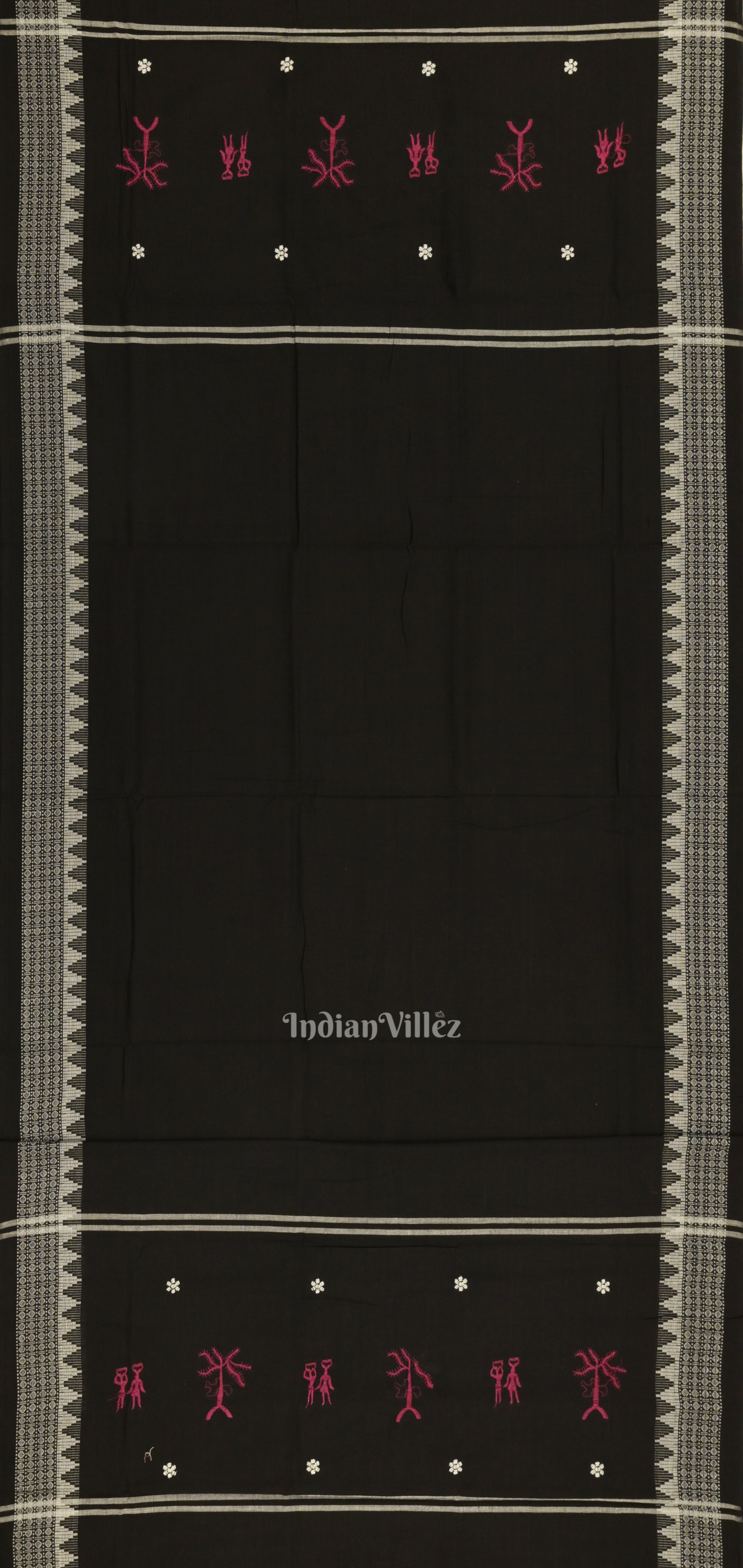 IndianVillèz Pink Black Tribal Design Sambalpuri Dress Material & Dupatta - view 4