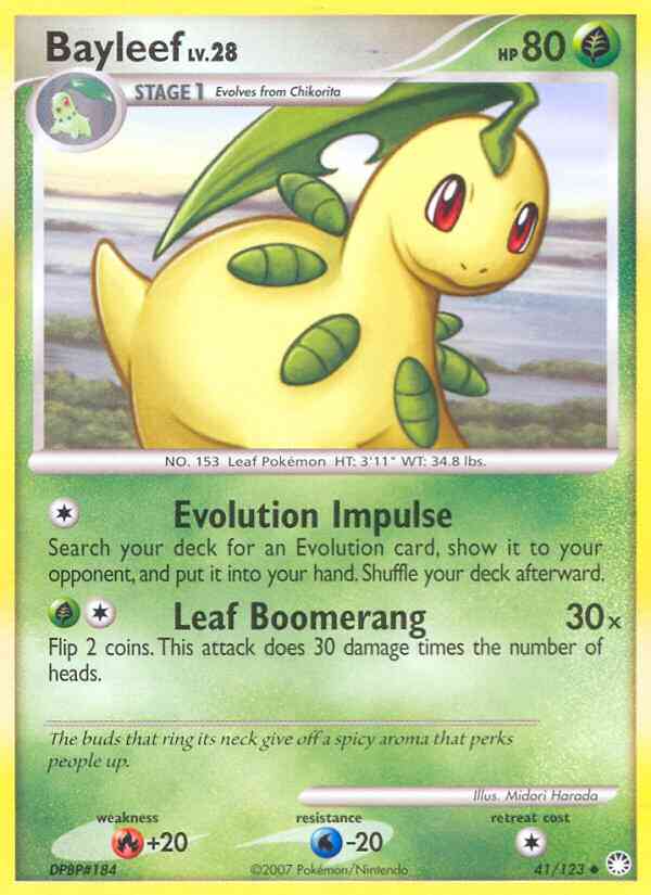 Uncommon dp2-41 non-holo – Pokémon Bayleef - 41/123 - Uncommon [dp2-41] [Non-Holo]
