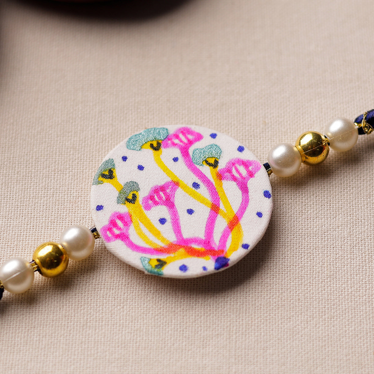 KHUSHBASH - HAPPY LOOM OF EAST Bishnupur Handpainted Fabric Rakhi 15 - view 2
