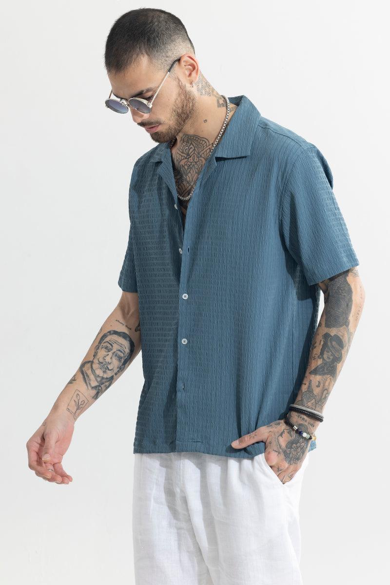 SNITCH Absolute Seer Sucker Steel Blue Shirt