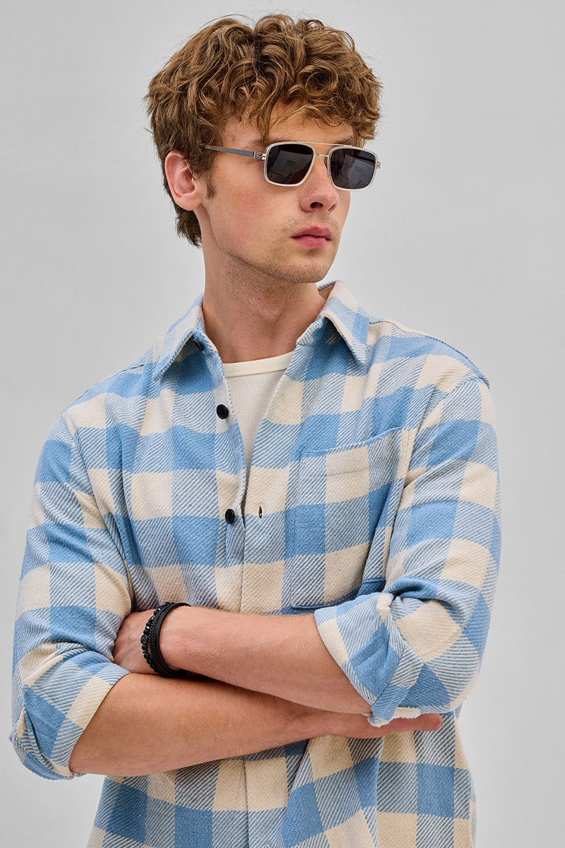 SNITCH Blue Flannel Checks Overshirt - view 5