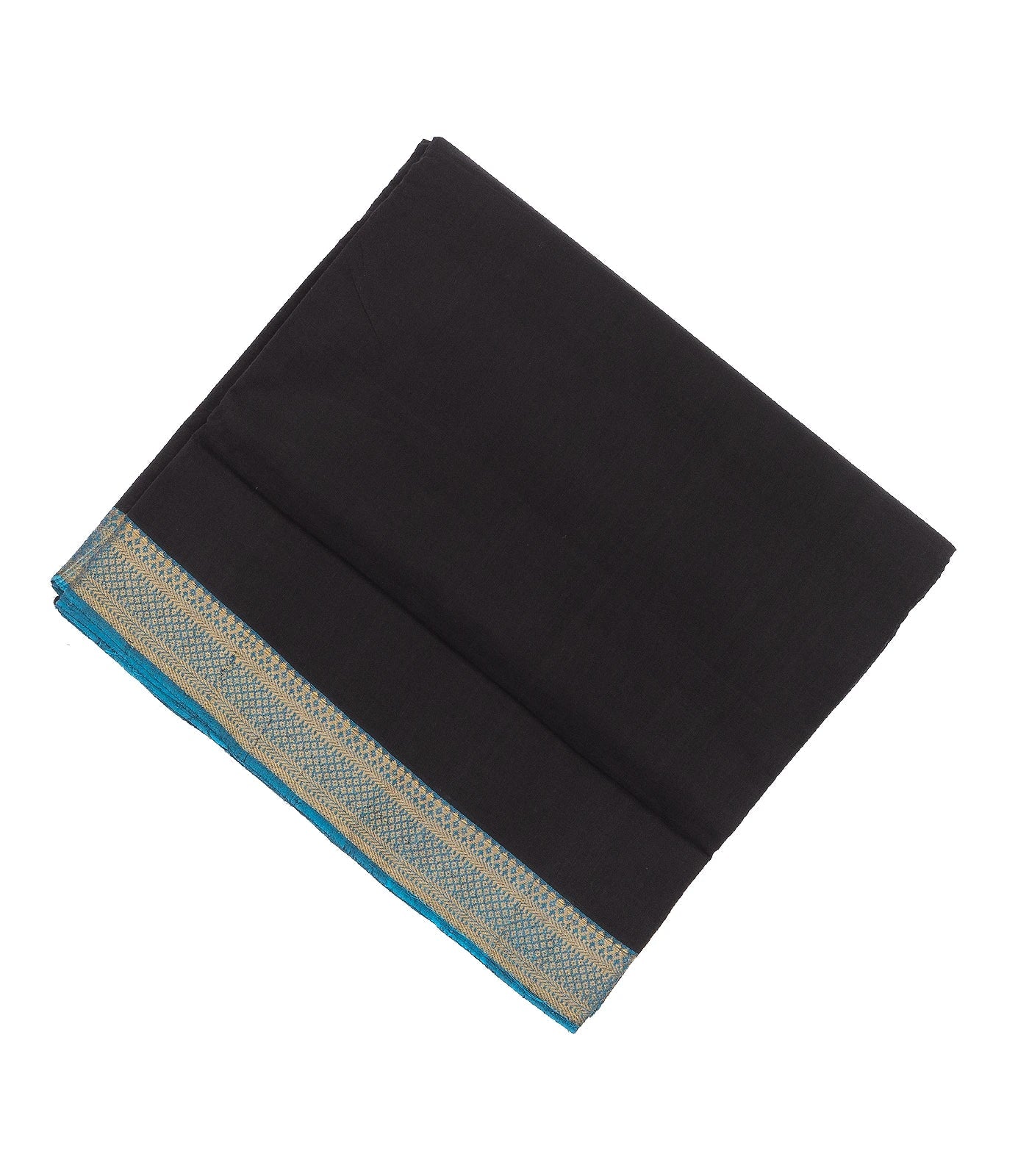 RmKV Black Mangalagiri Cotton Saree With Contrast Border