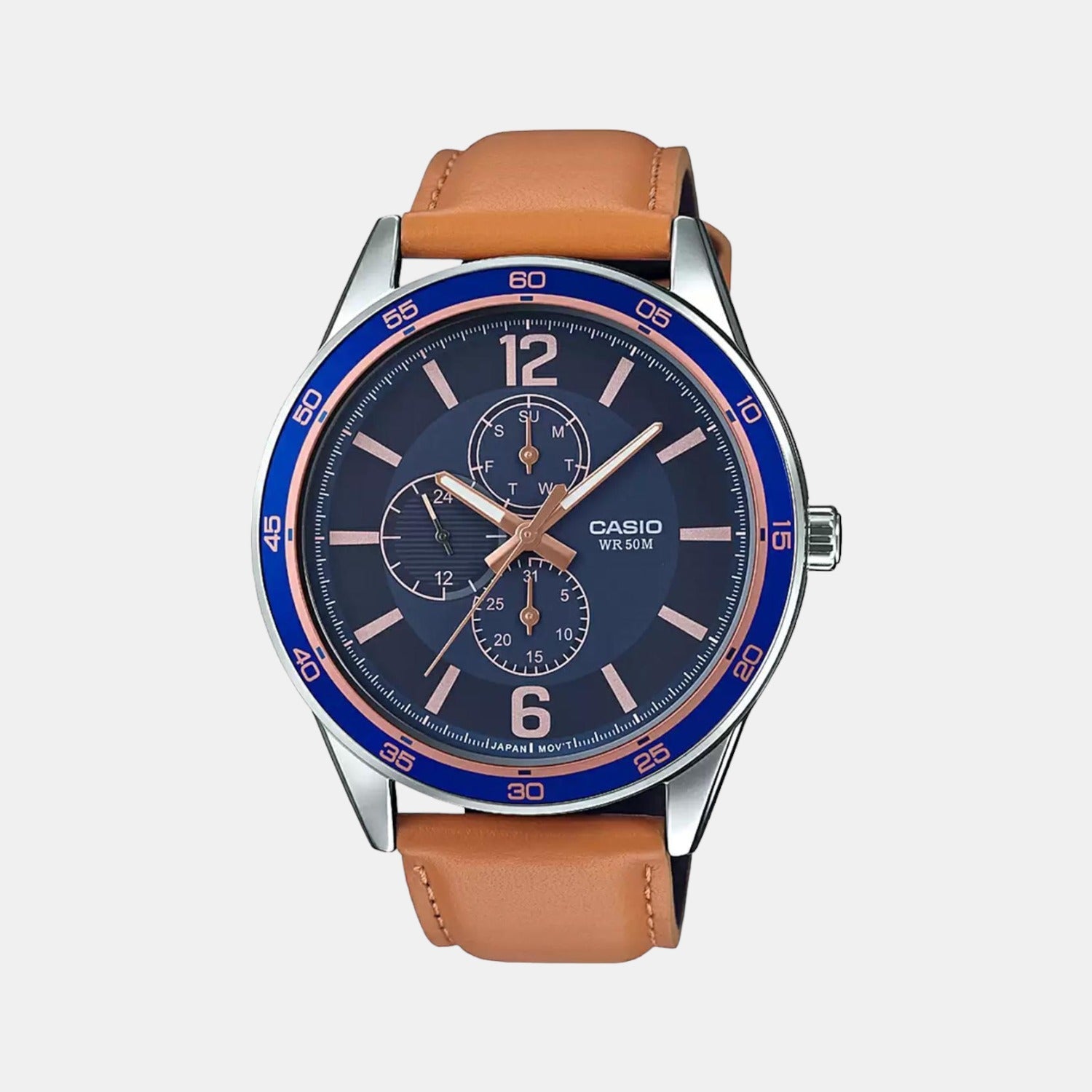 Casio Enticer Men Quartz Black Dial Analog Leather Watch A1532
