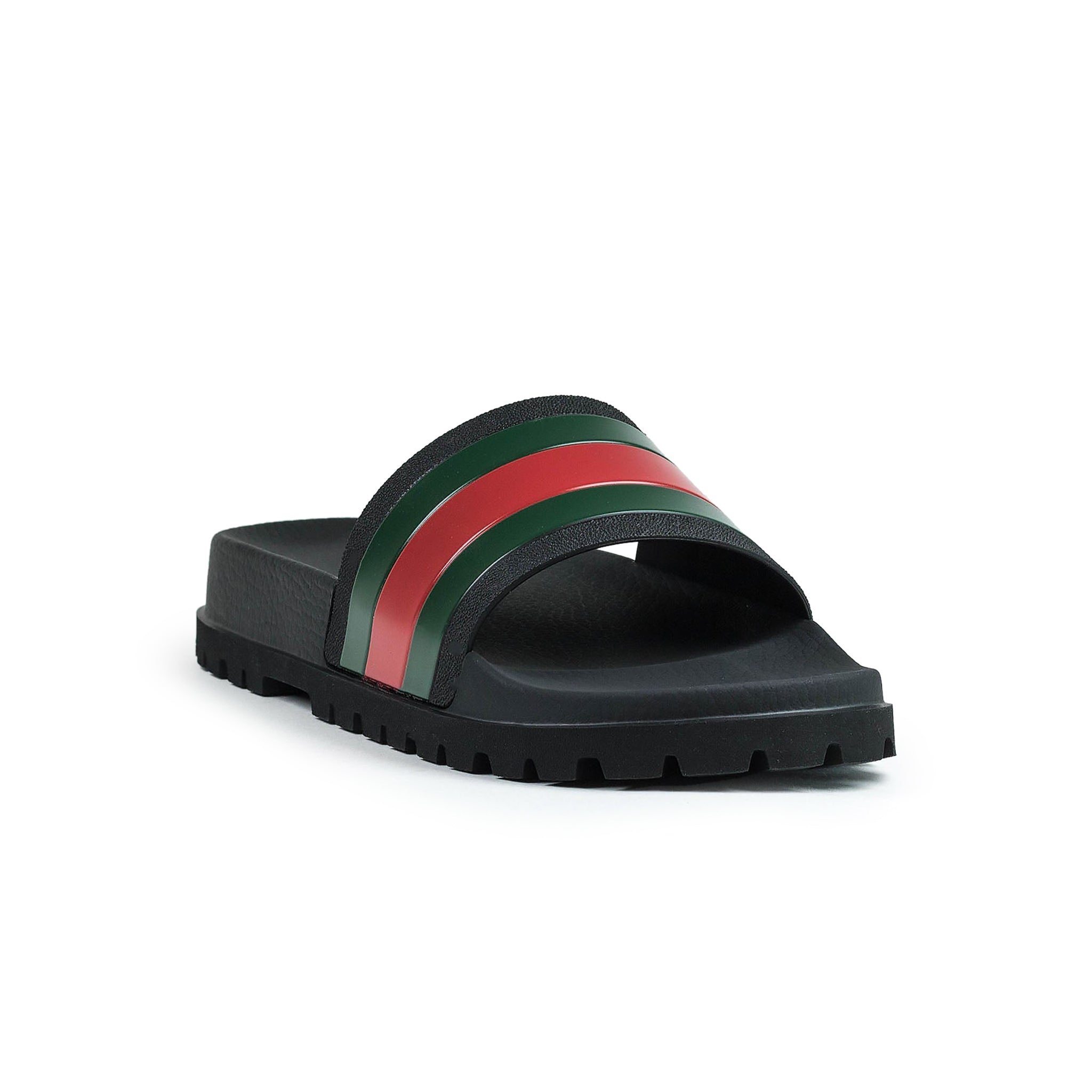 Gucci Web Chunky Pool Slides Black/Red/Green - view 2