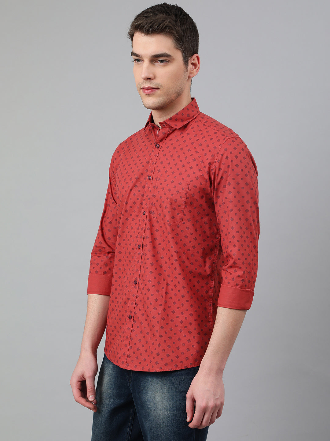 BlackTree Men Rust Standard Fit Printed Casual Shirt - view 4