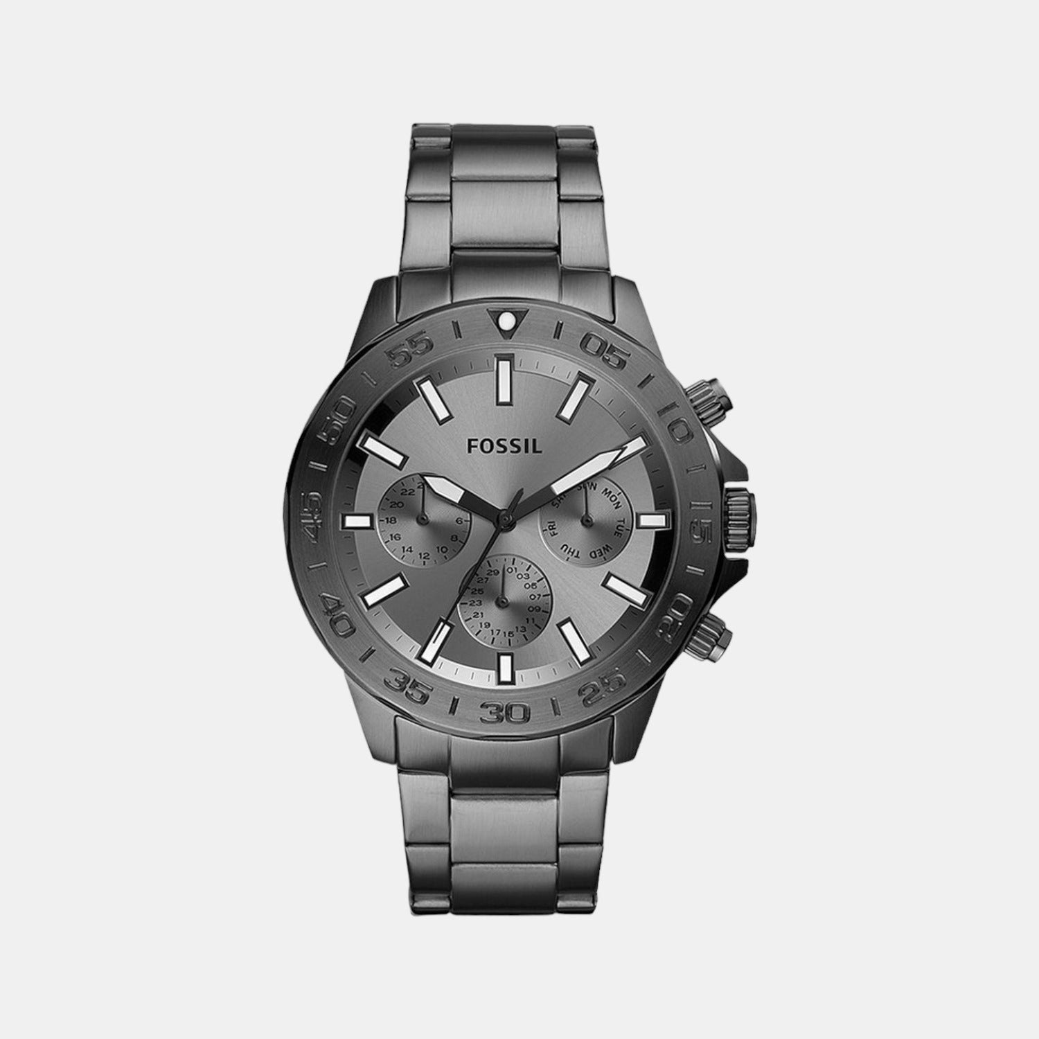 Fossil Bannon Men Quartz Grey Dial Multi-Function Stainless Steel Watch BQ2491