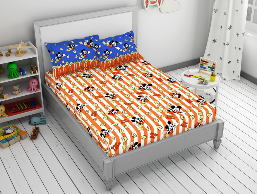 Spaces India Character Red Orange - Dark Orange 100% Cotton Double Bedsheet - Disney Mickey By Welspun - view 2