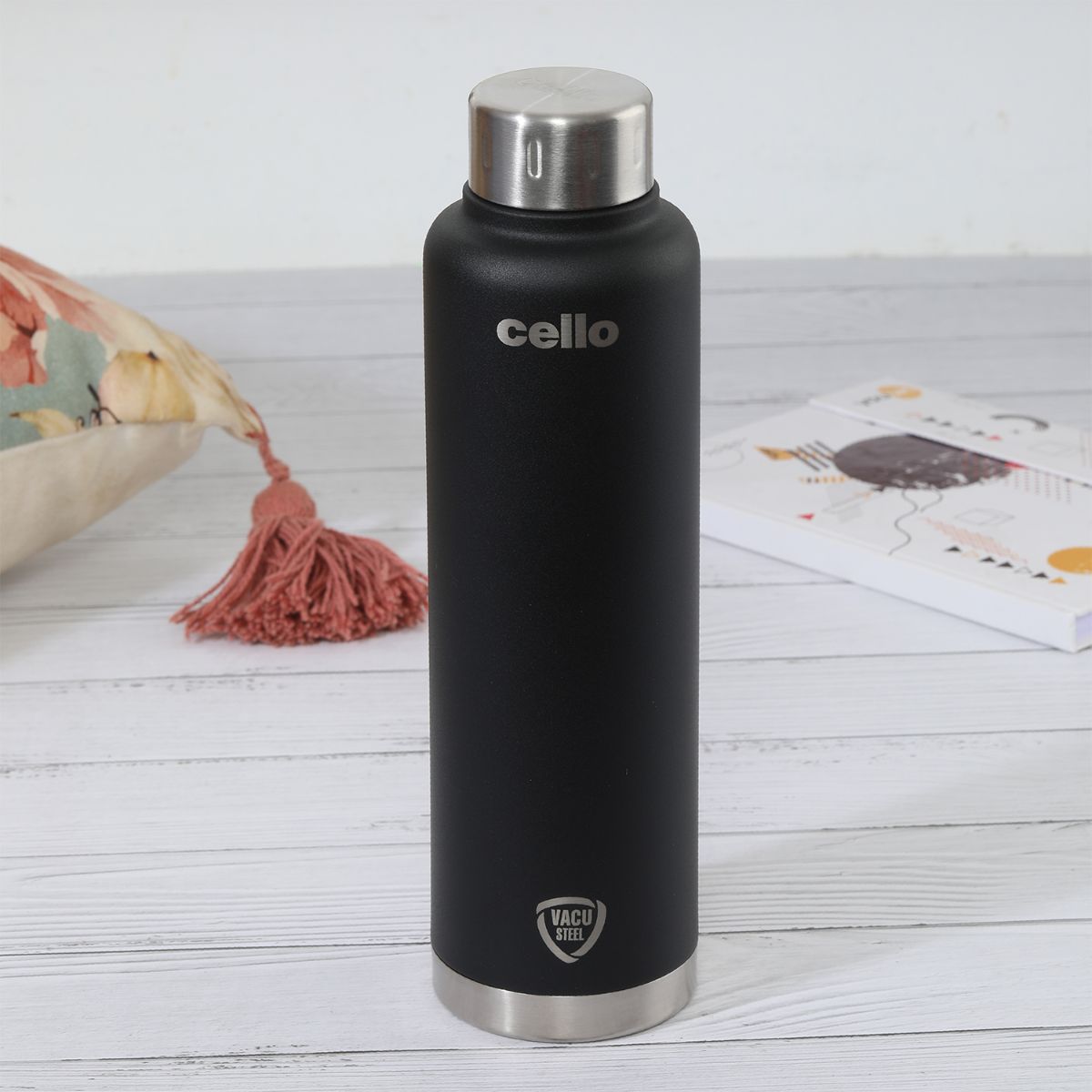 Cello Duro Top Flask, Vacusteel Water Bottle, 750ml