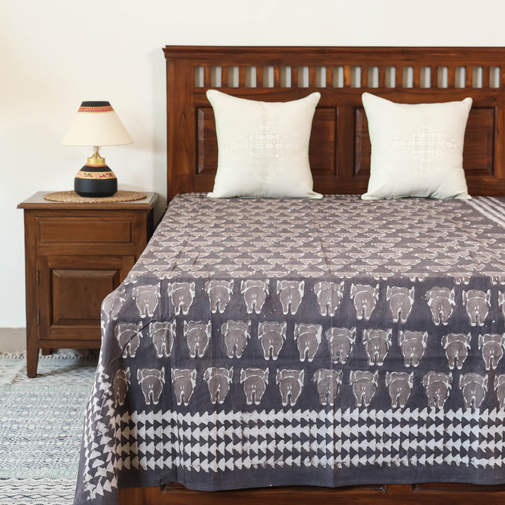 BINDAAS UNLIMITED Brown - Block Art Print Cotton Single Bindaas Bed Sheet (93 x 60 in)