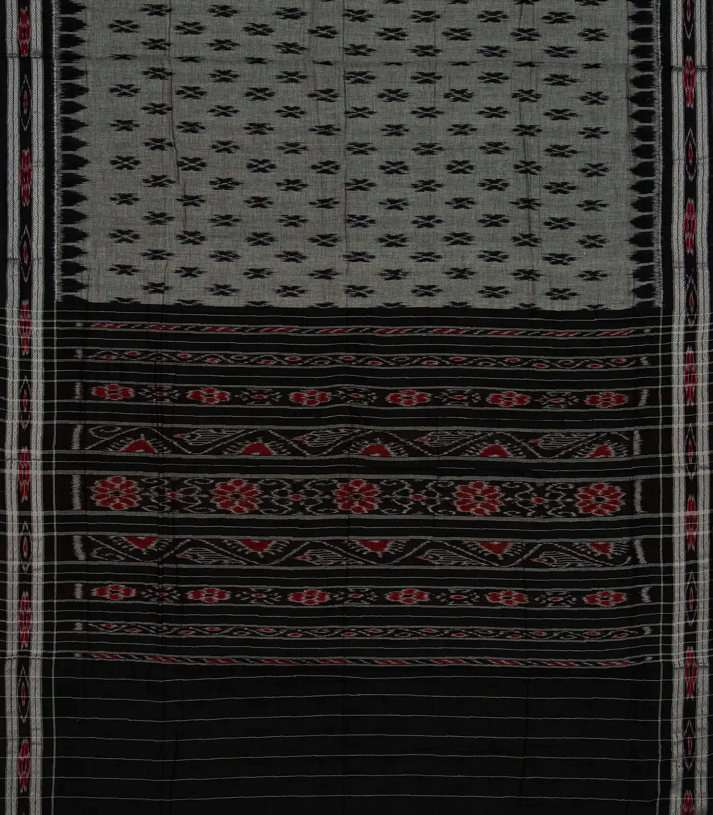 RmKV Grey Handloom Orissa Cotton Saree With Black Border - view 2