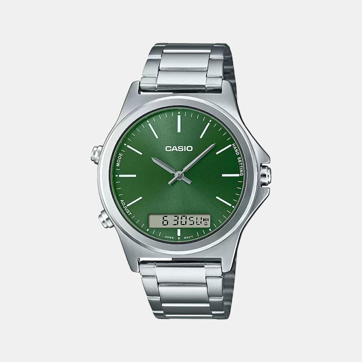 Casio Enticer Men Quartz Green Dial Analog Stainless Steel Watch A1925