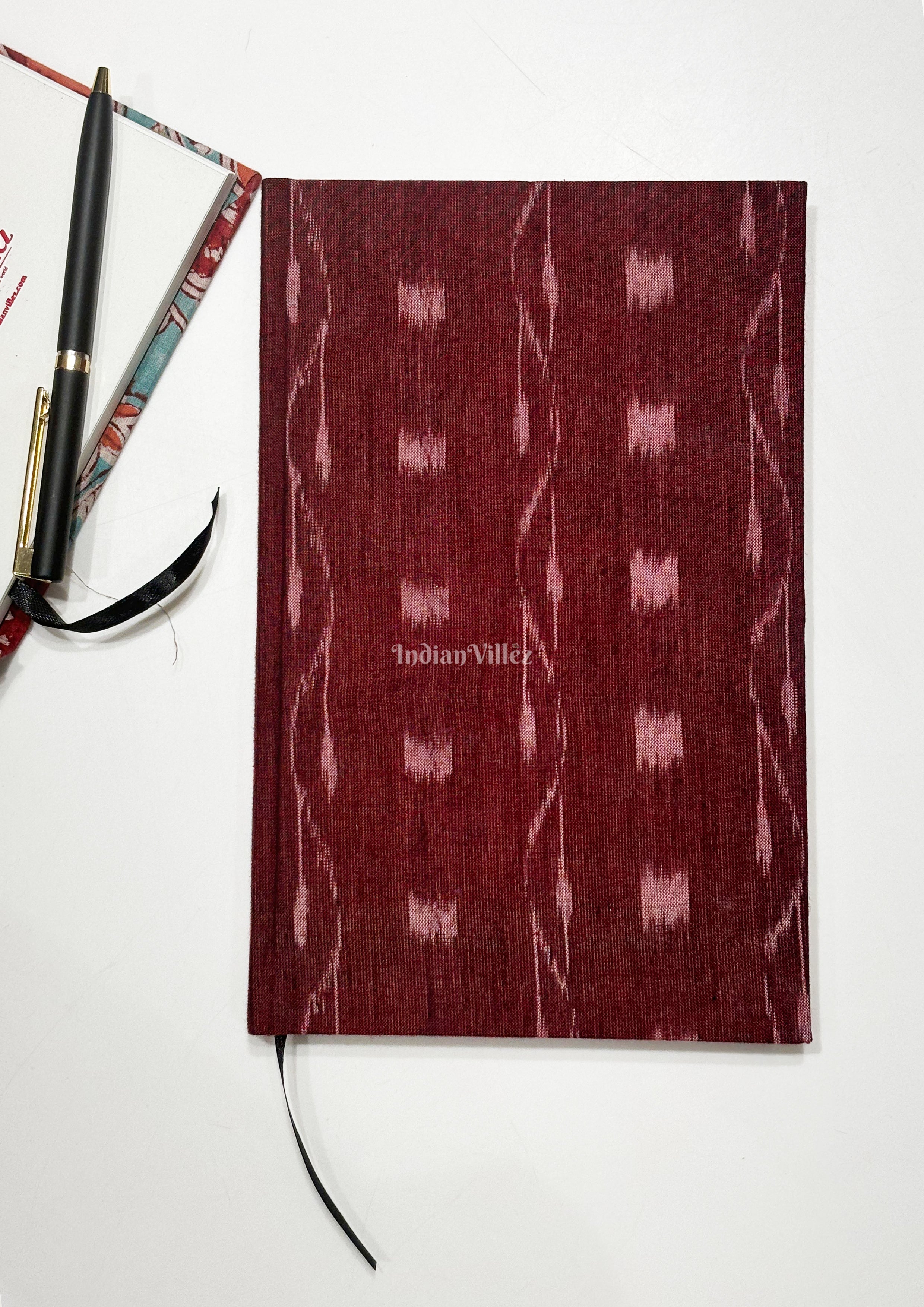 IndianVillèz Marron Handmade Ikat Woven Cotton Fabric Cover Diary