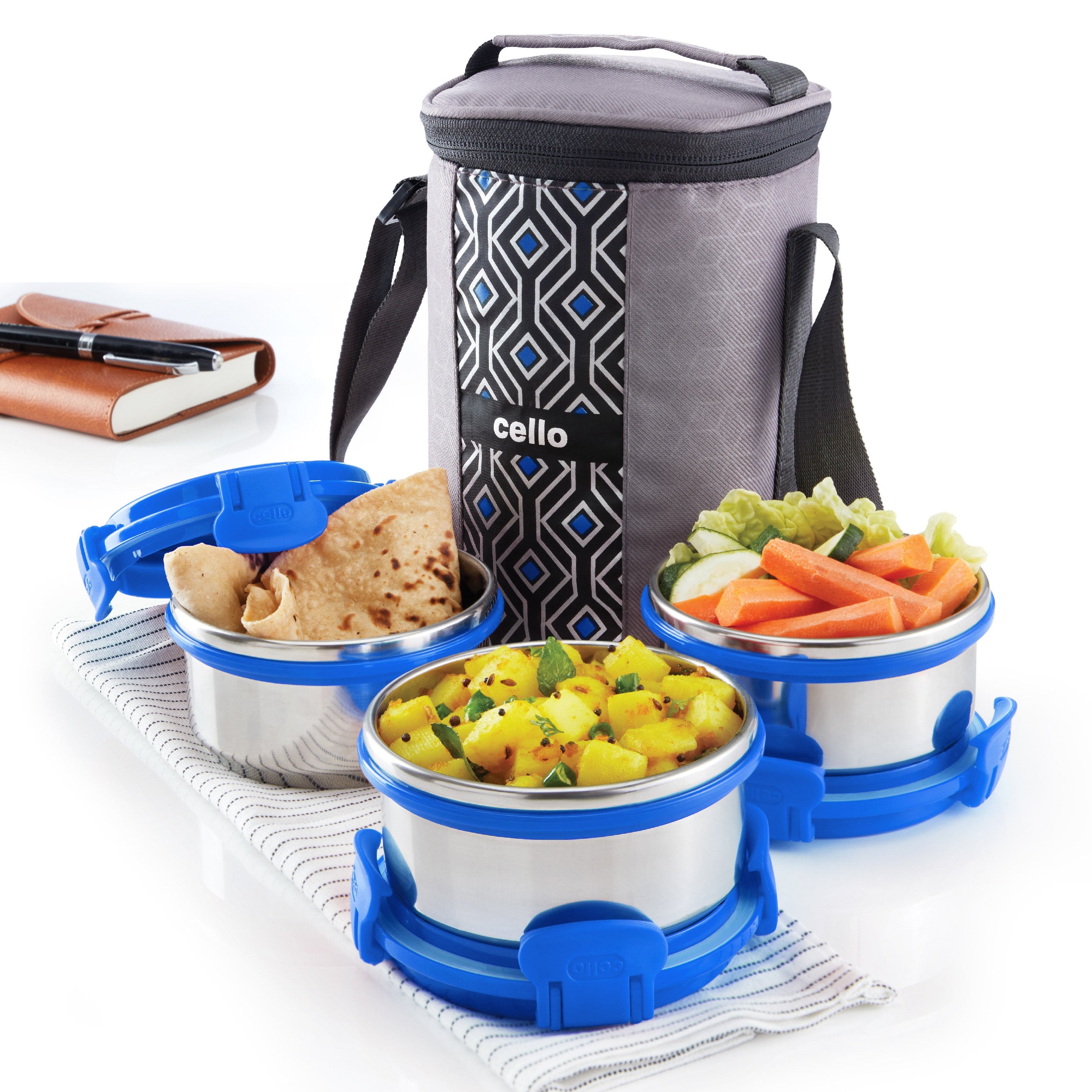 Cello MF Ultra Stainless Steel Lunch Box with Jacket, Set of 3 - view 2