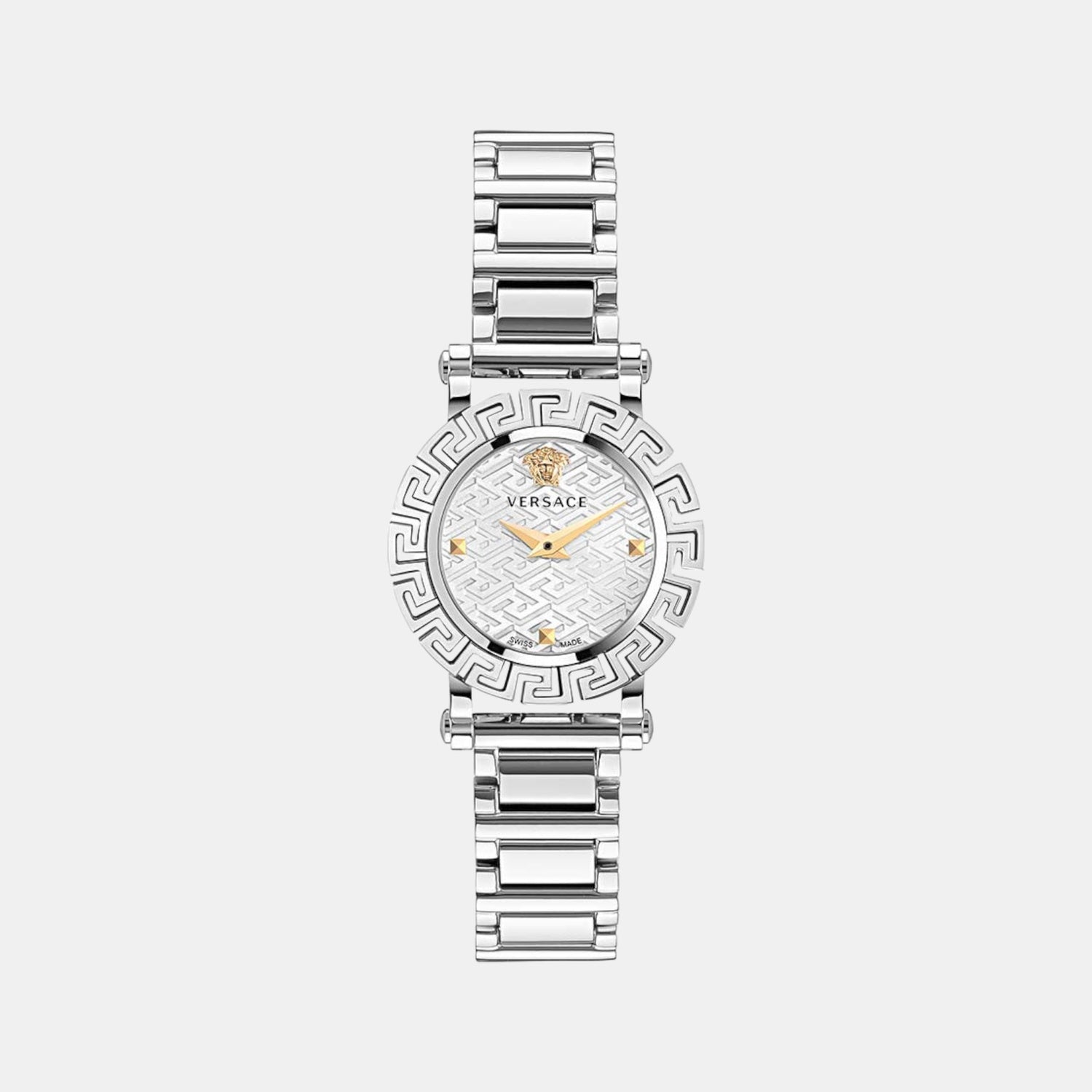 Versace Greca Glam Women Quartz Silver Dial Analog Stainless Steel Watch VE2Q00322