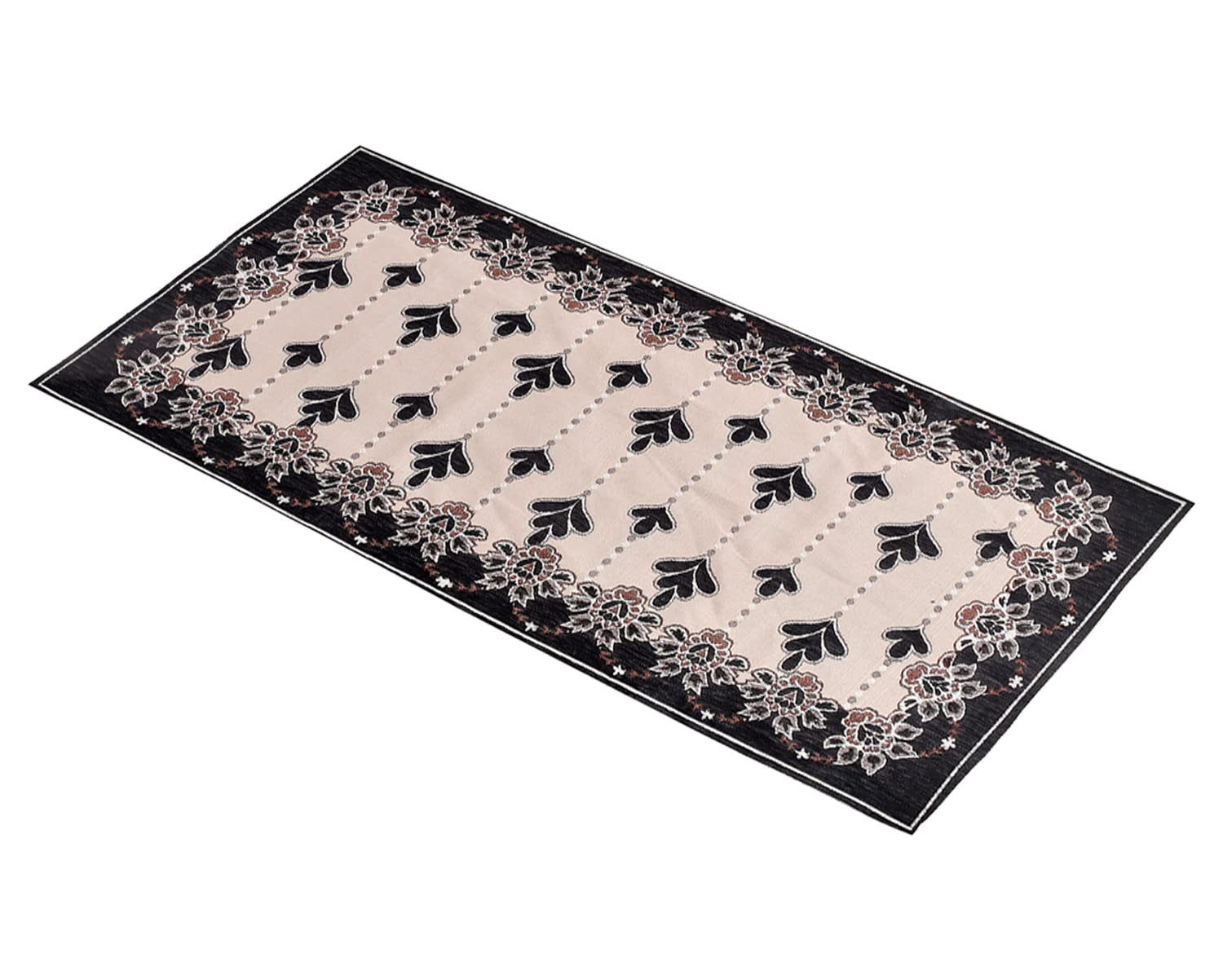 Heart Home Multiuses Floral Print Rectangular Cotton Table Runner for Dining and Center Table (Black)-50HH01277 - view 5